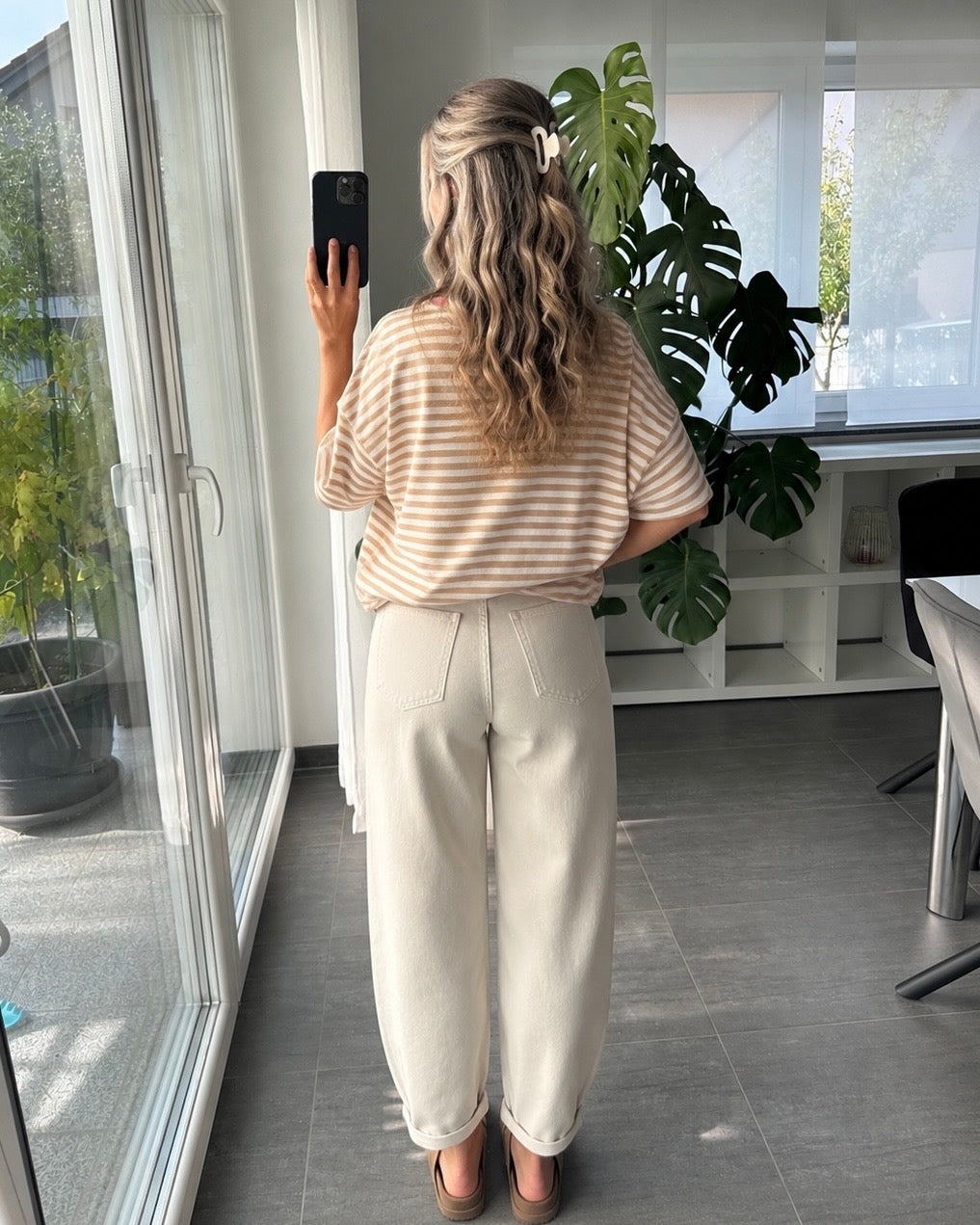 Stretch Balloon Jeans Beige