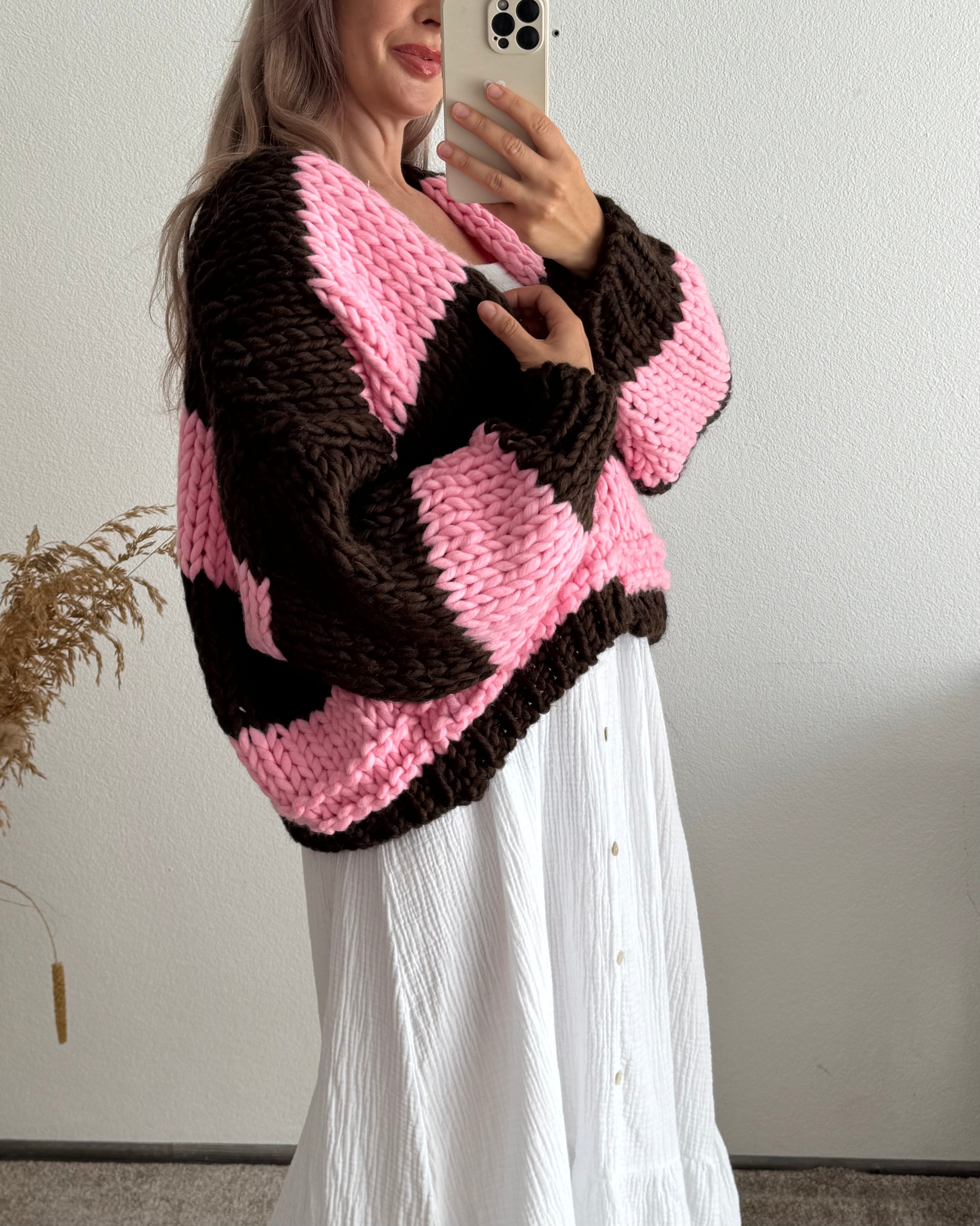CHUNKY KNIT CARDIGAN BRAUN