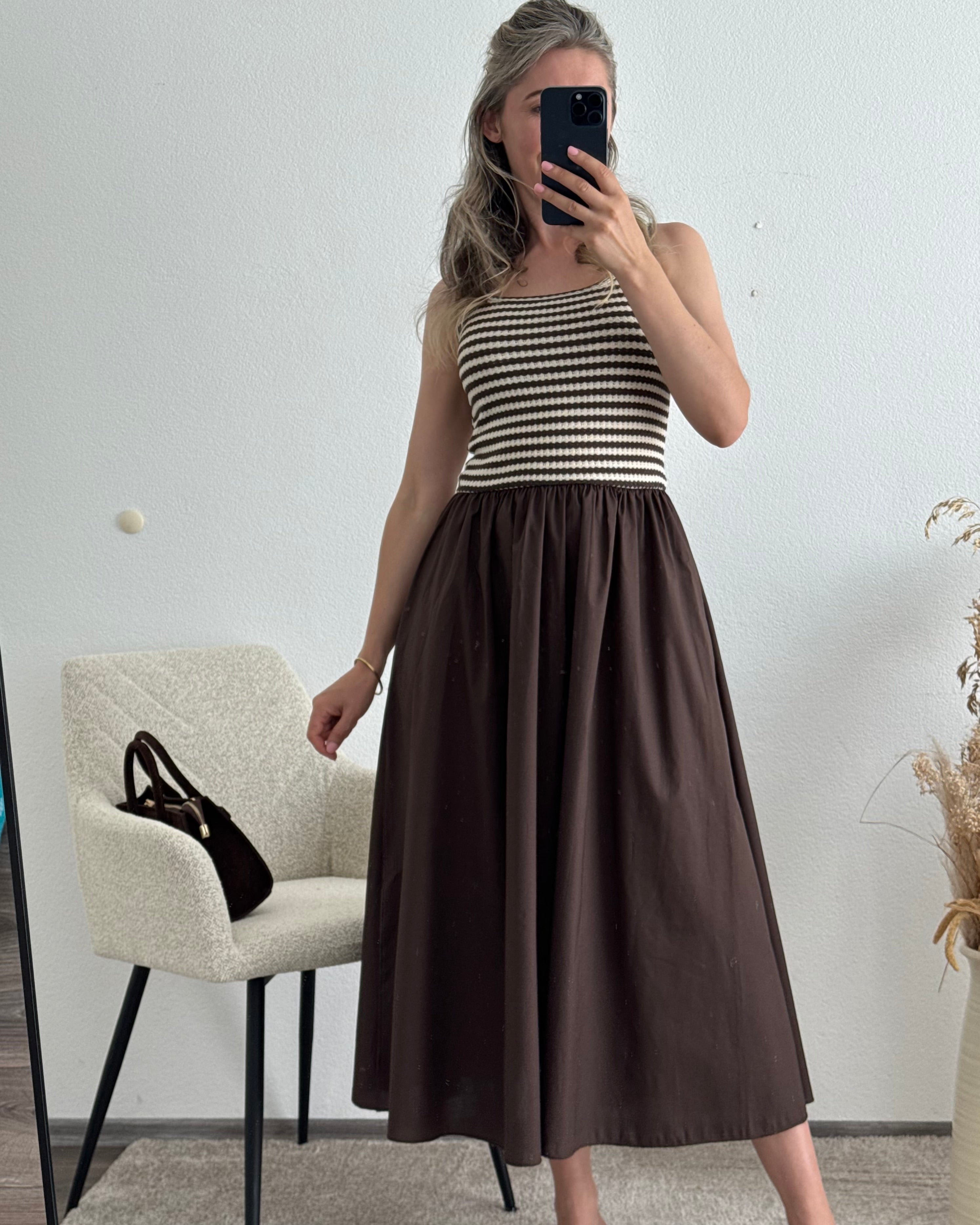 Midi Kleid Mocha Stripe