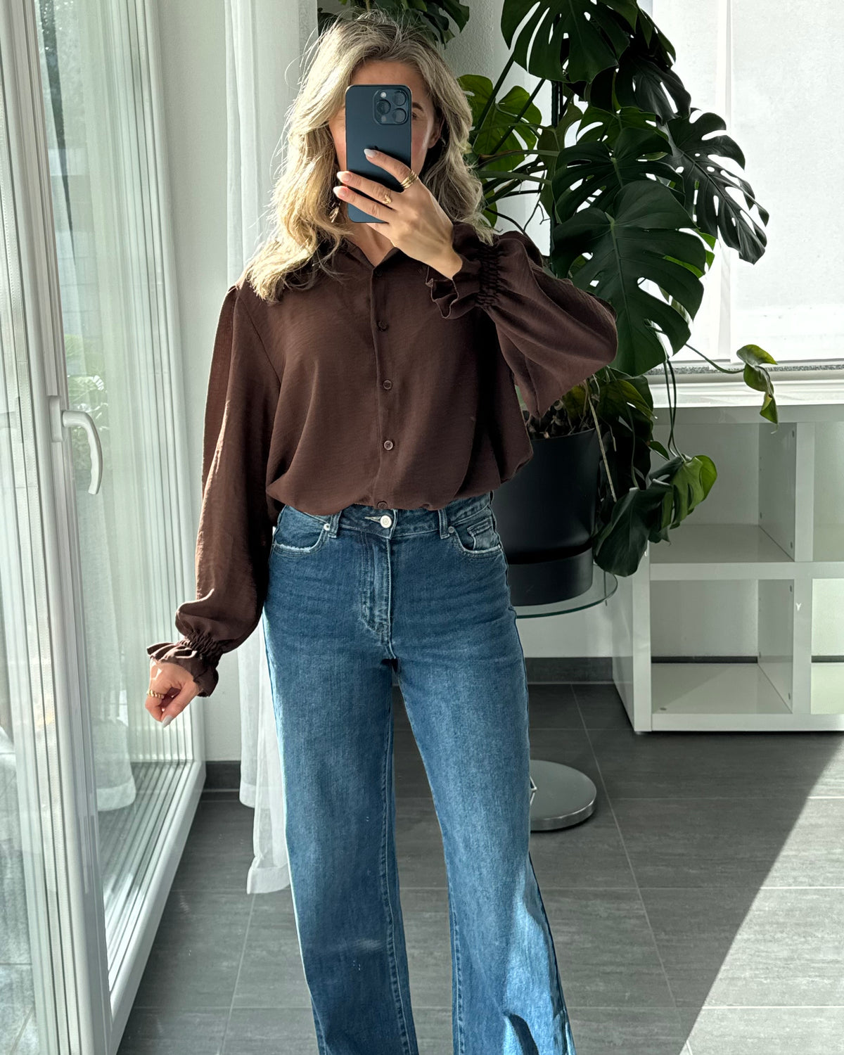 Bluse Marlie Rüschen Braun