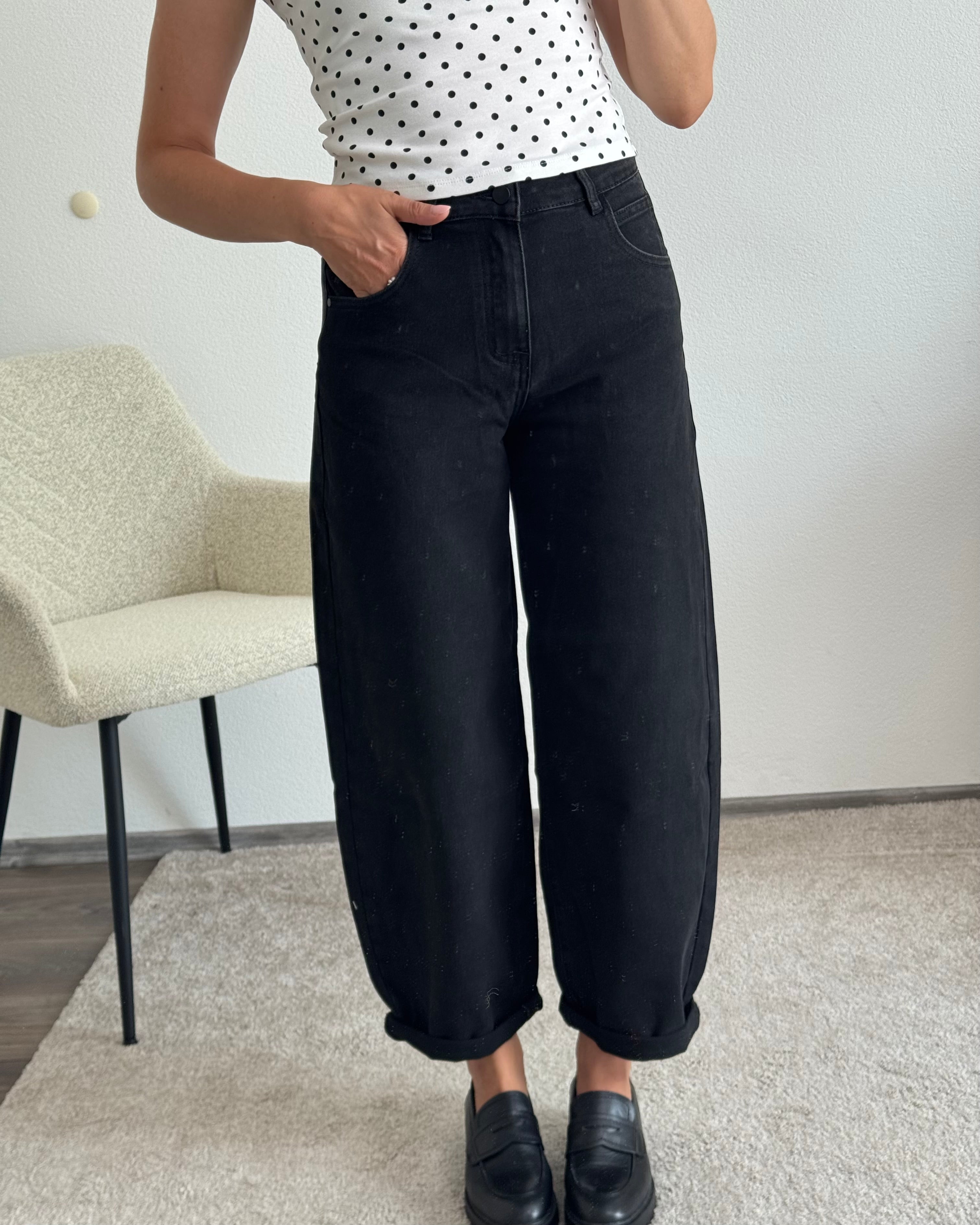 Stretch Ballon Jeans Schwarz