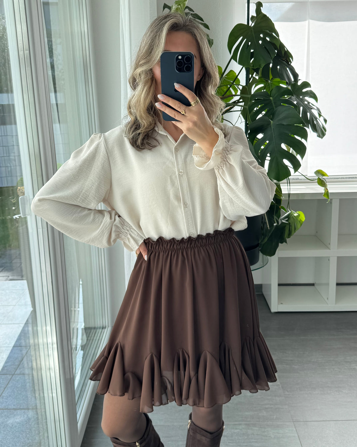 Bluse Marlie Rüschen Beige