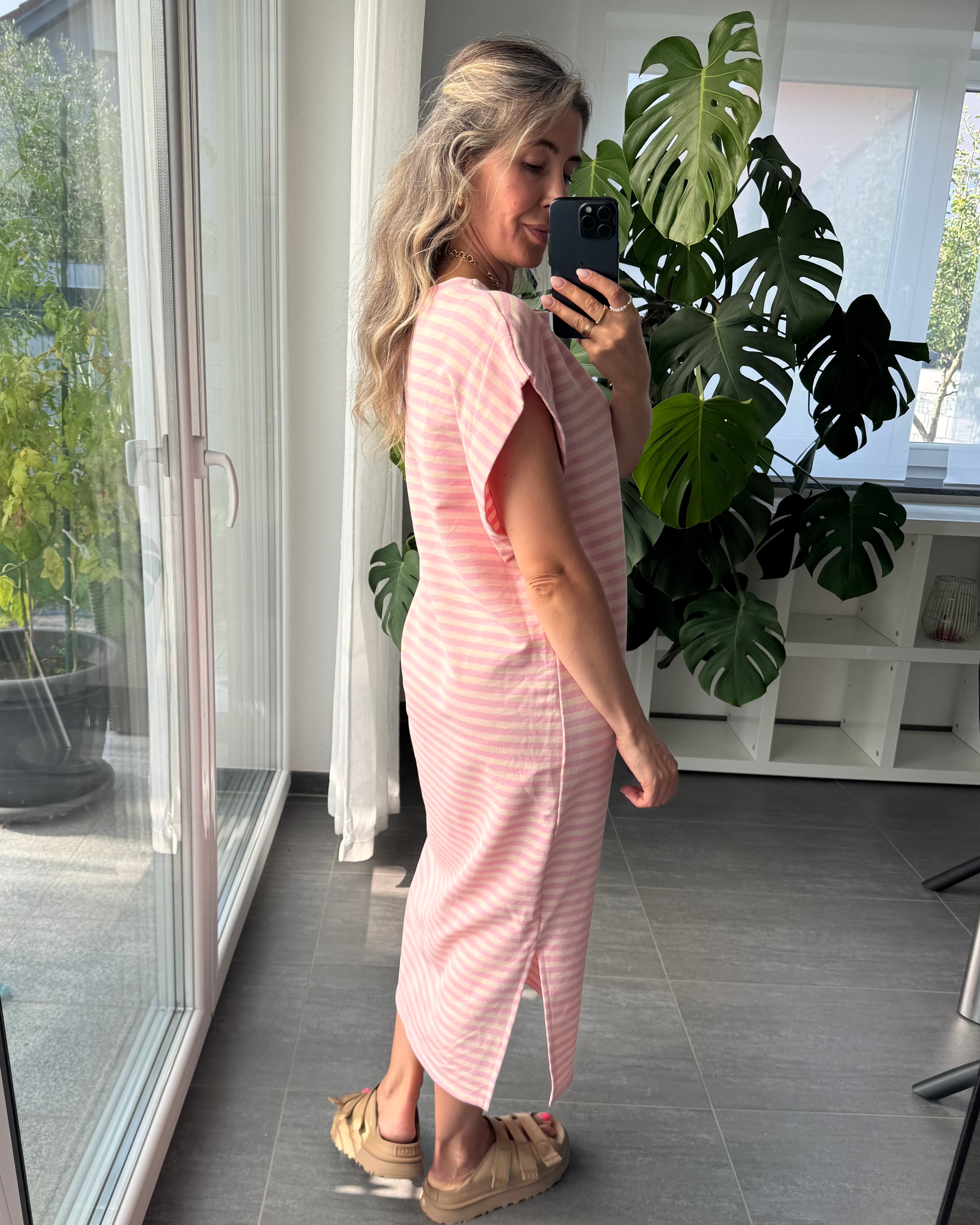 Midikleid Sienna Stripes Rosa