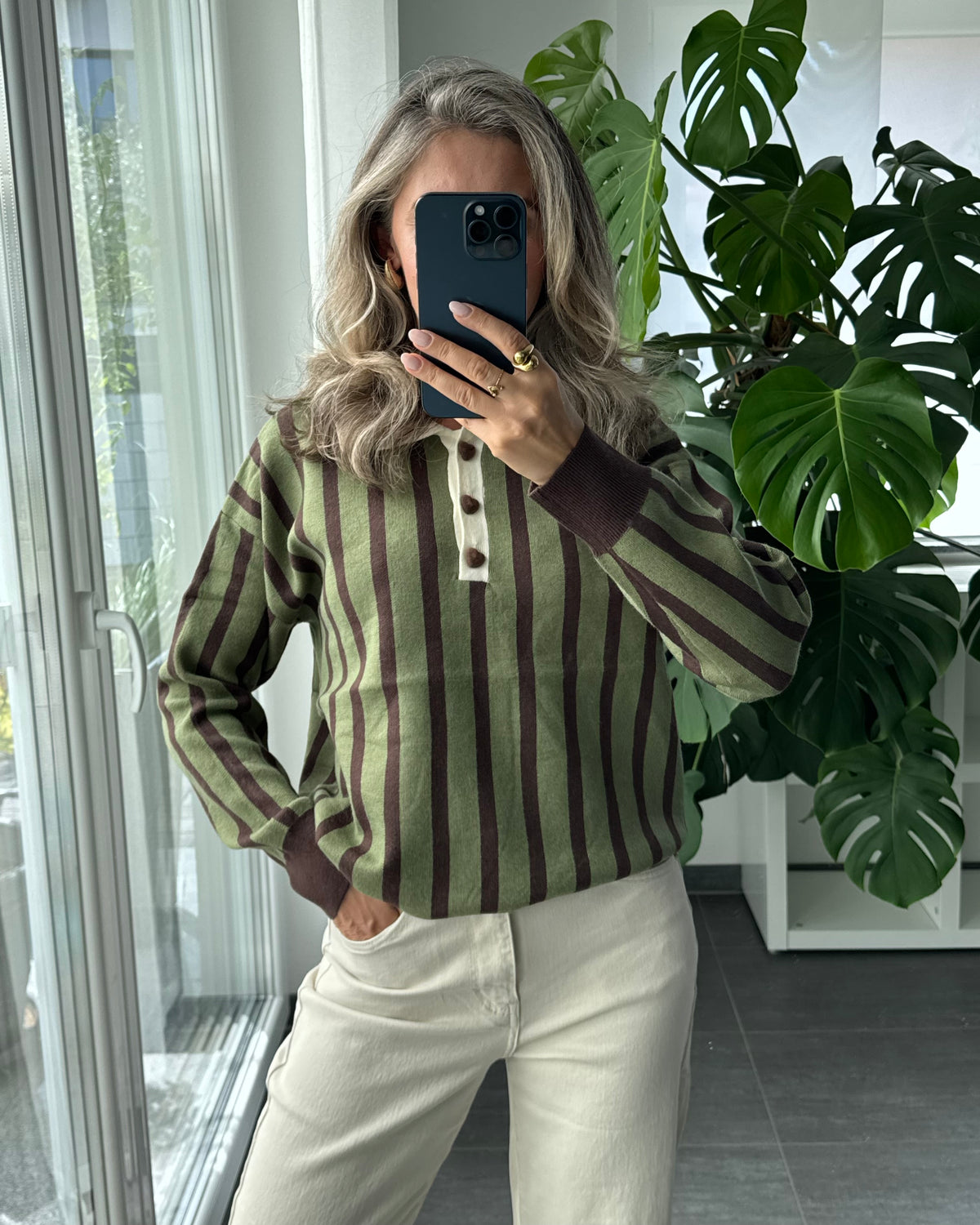 Strick-Polo Amélie Army Grün