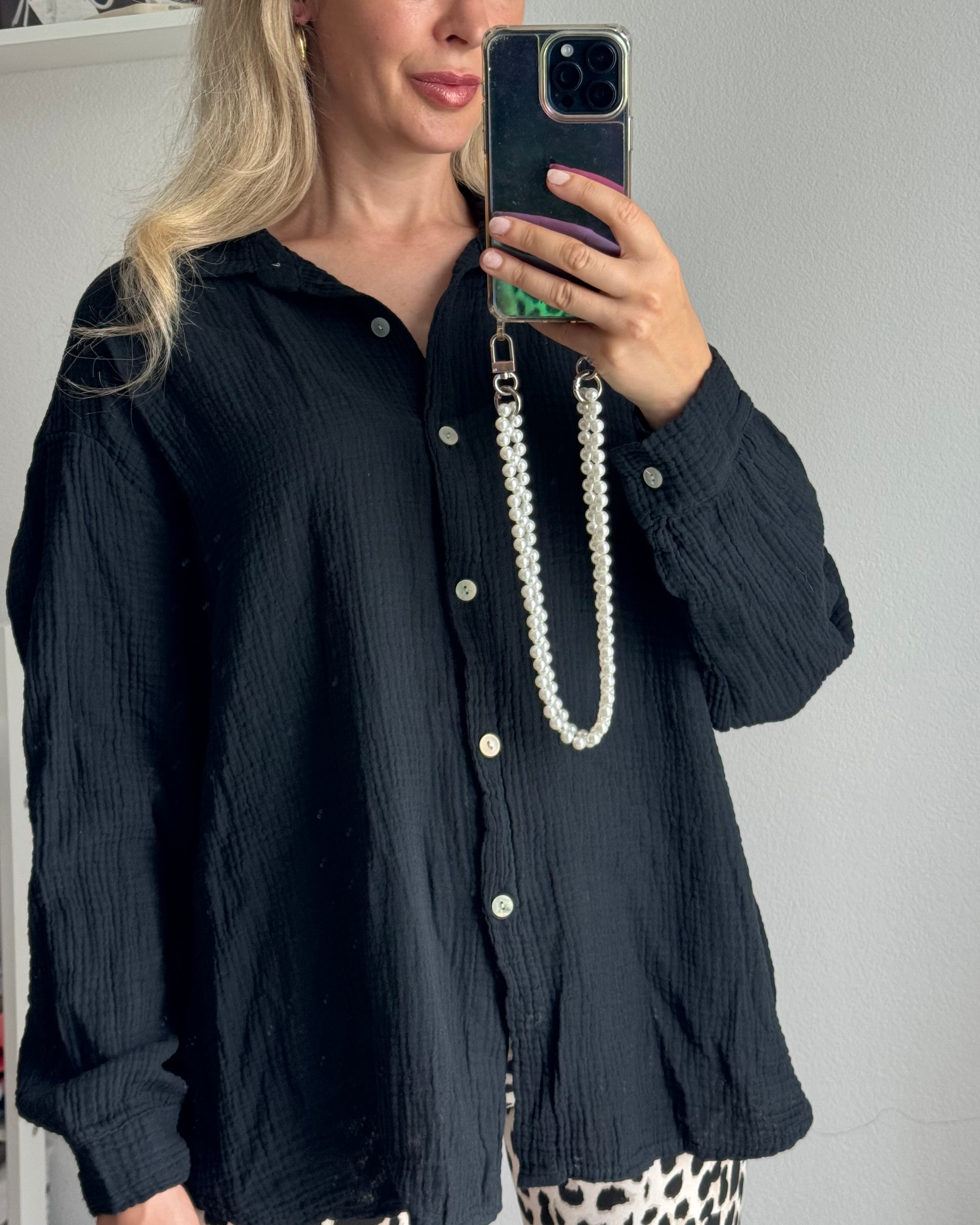 Musselinbluse Schwarz