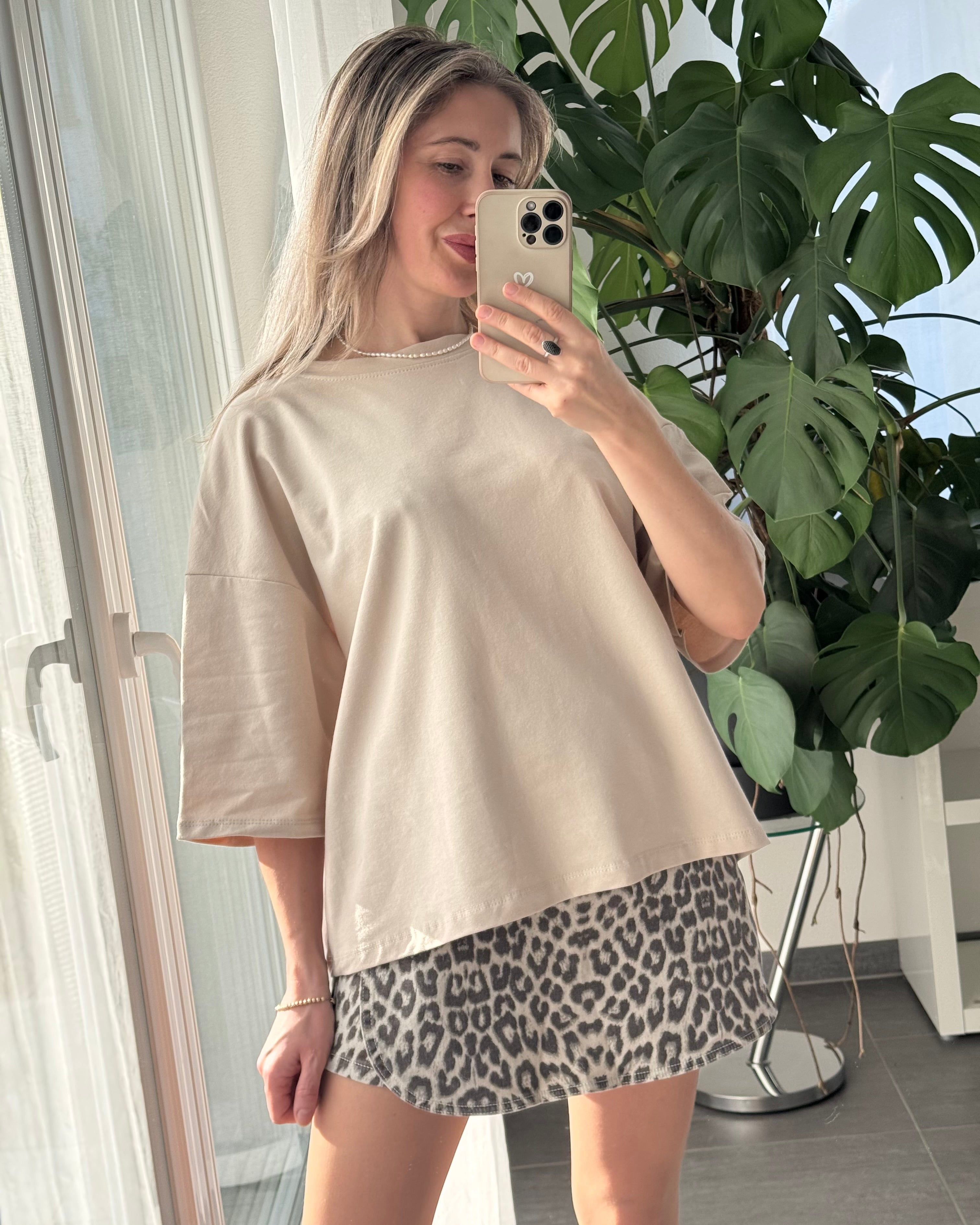 hochwertiges Oversize Shirt beige