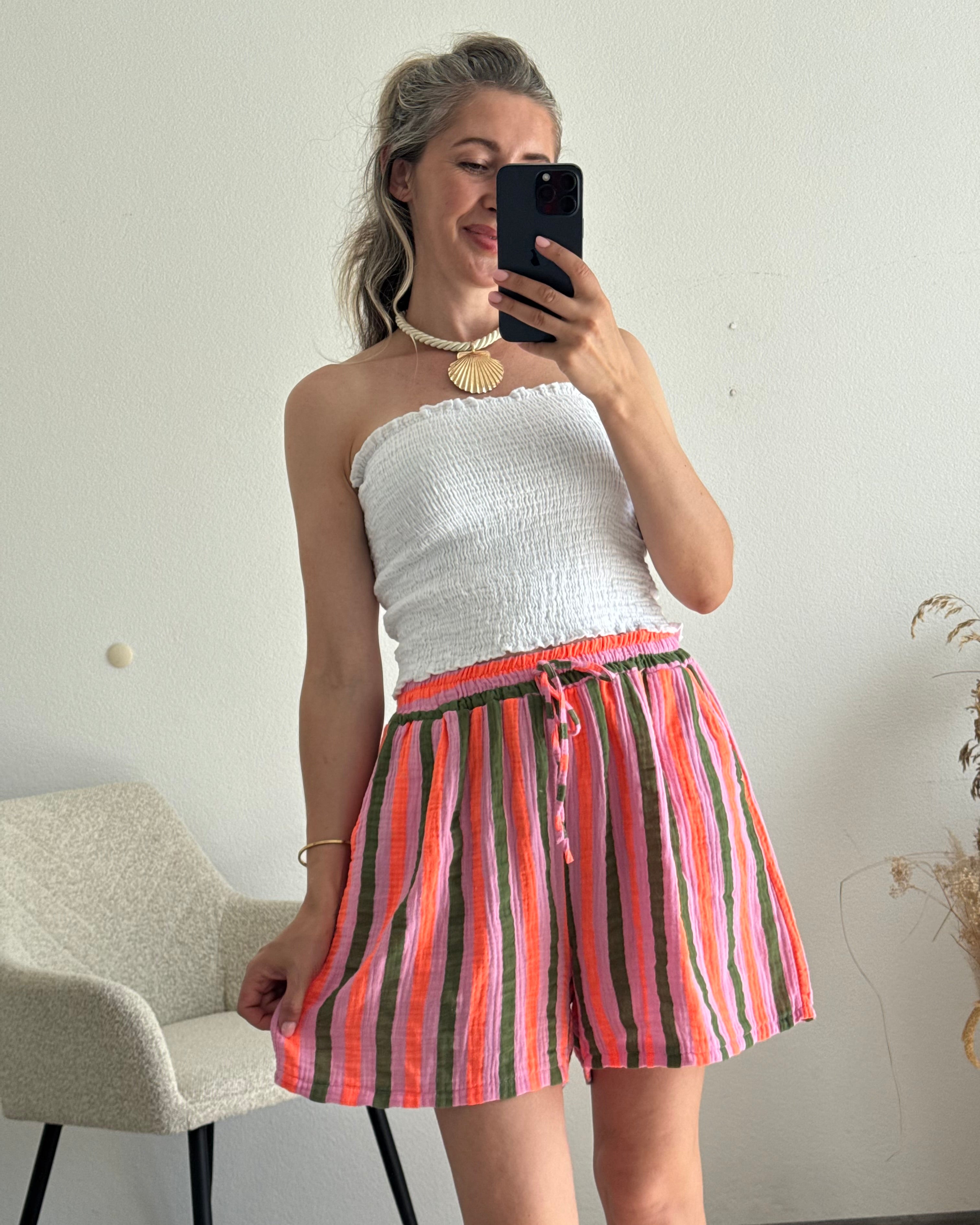 Shorts aus Musselin Stripes