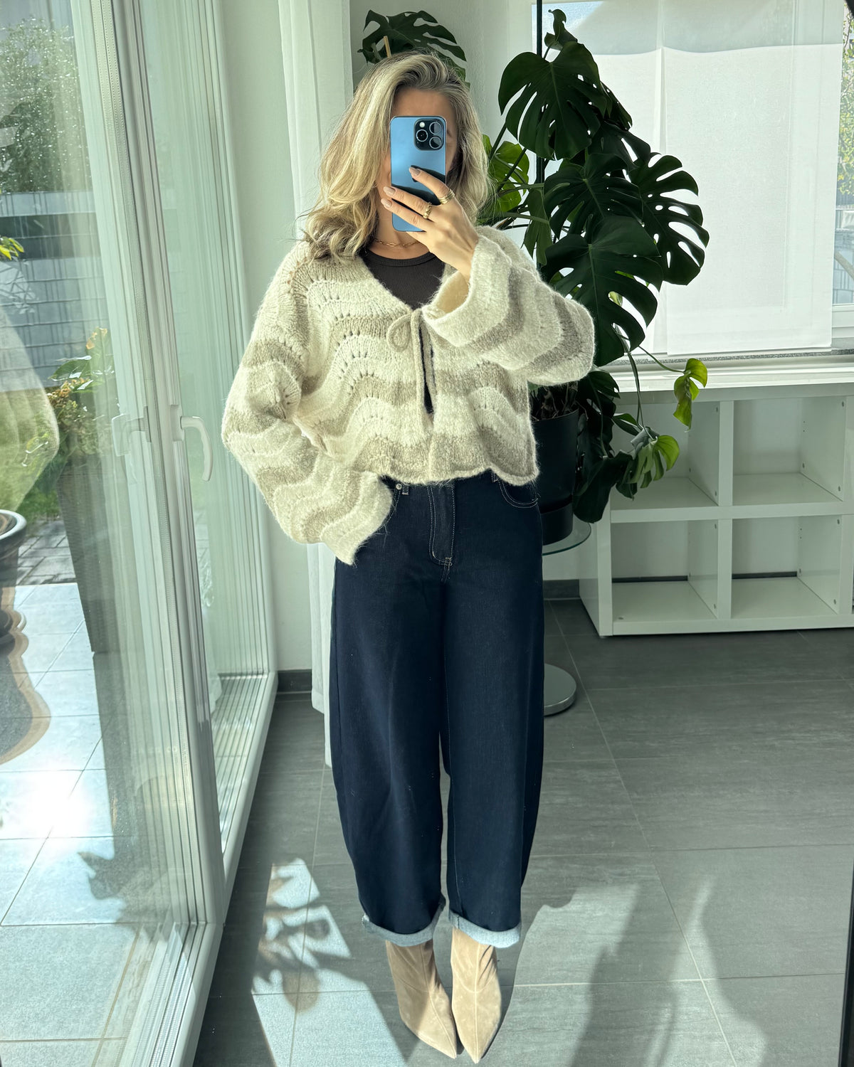 Cardigan mit Schleife WAVE beige
