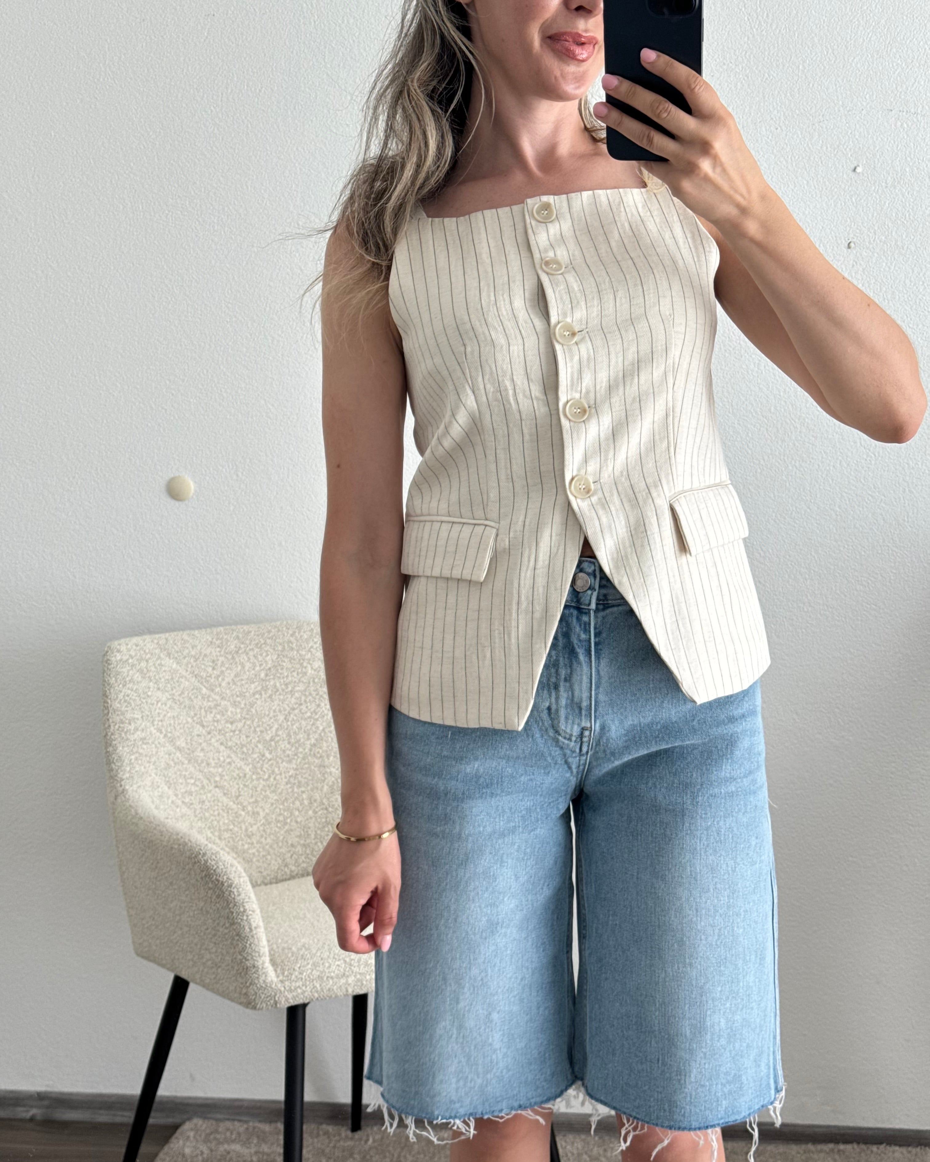 Weste pinstripes beige