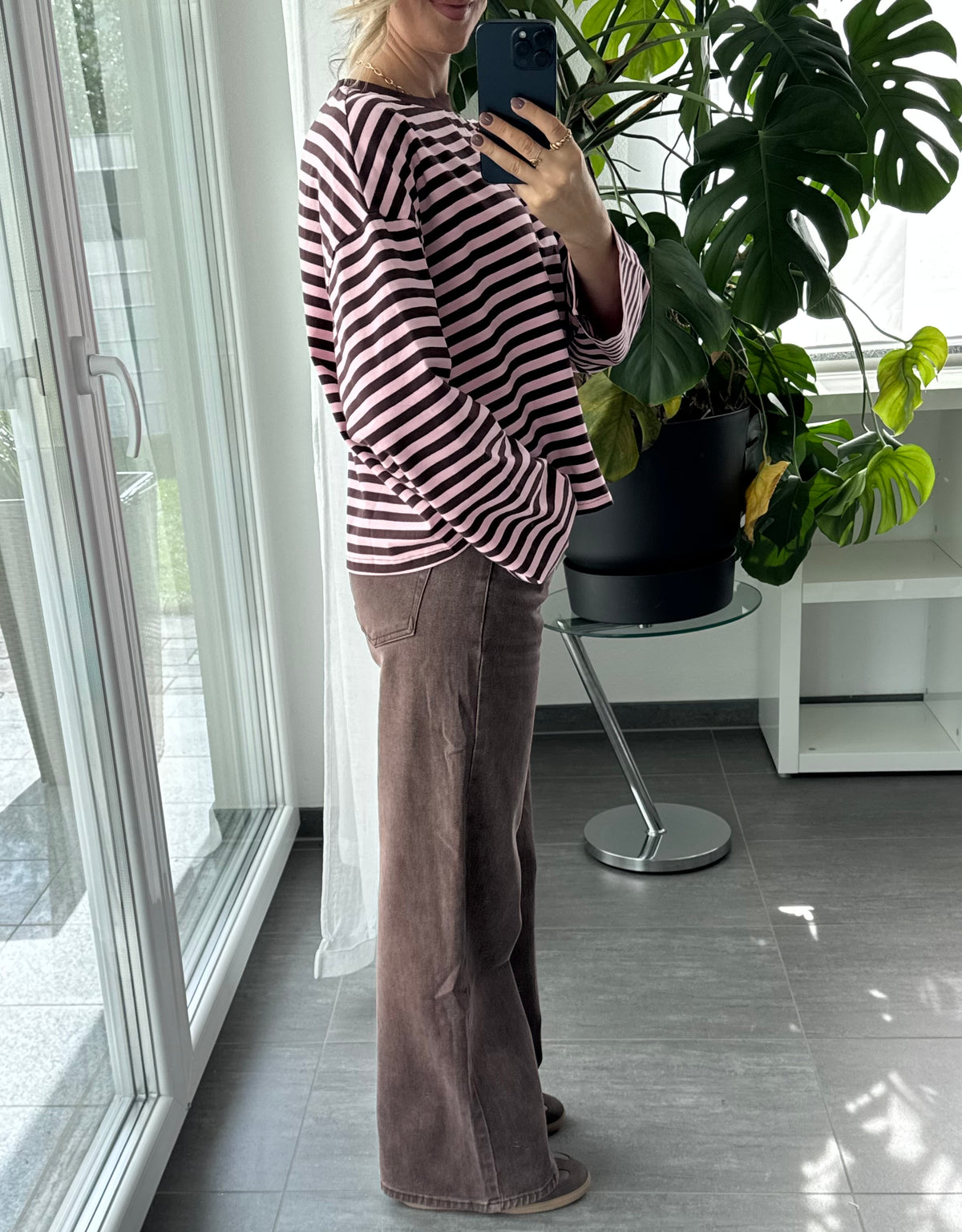 Wide leg stretch Jeans Dark Taupe