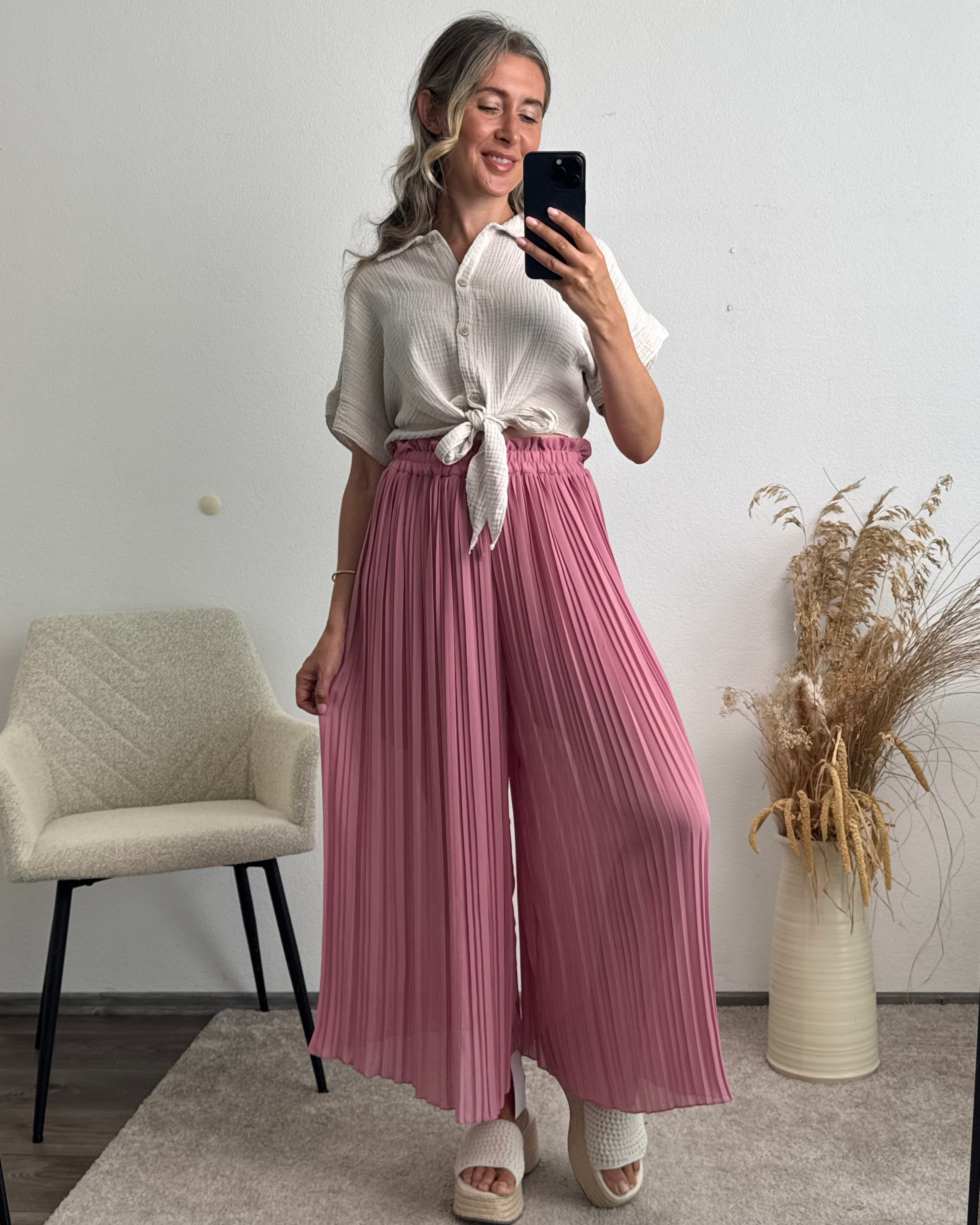 Musselinbluse zum Knoten beige