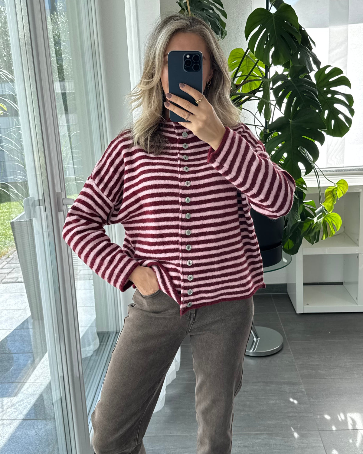 Cardigan Cozy Days Bordeaux Rosa