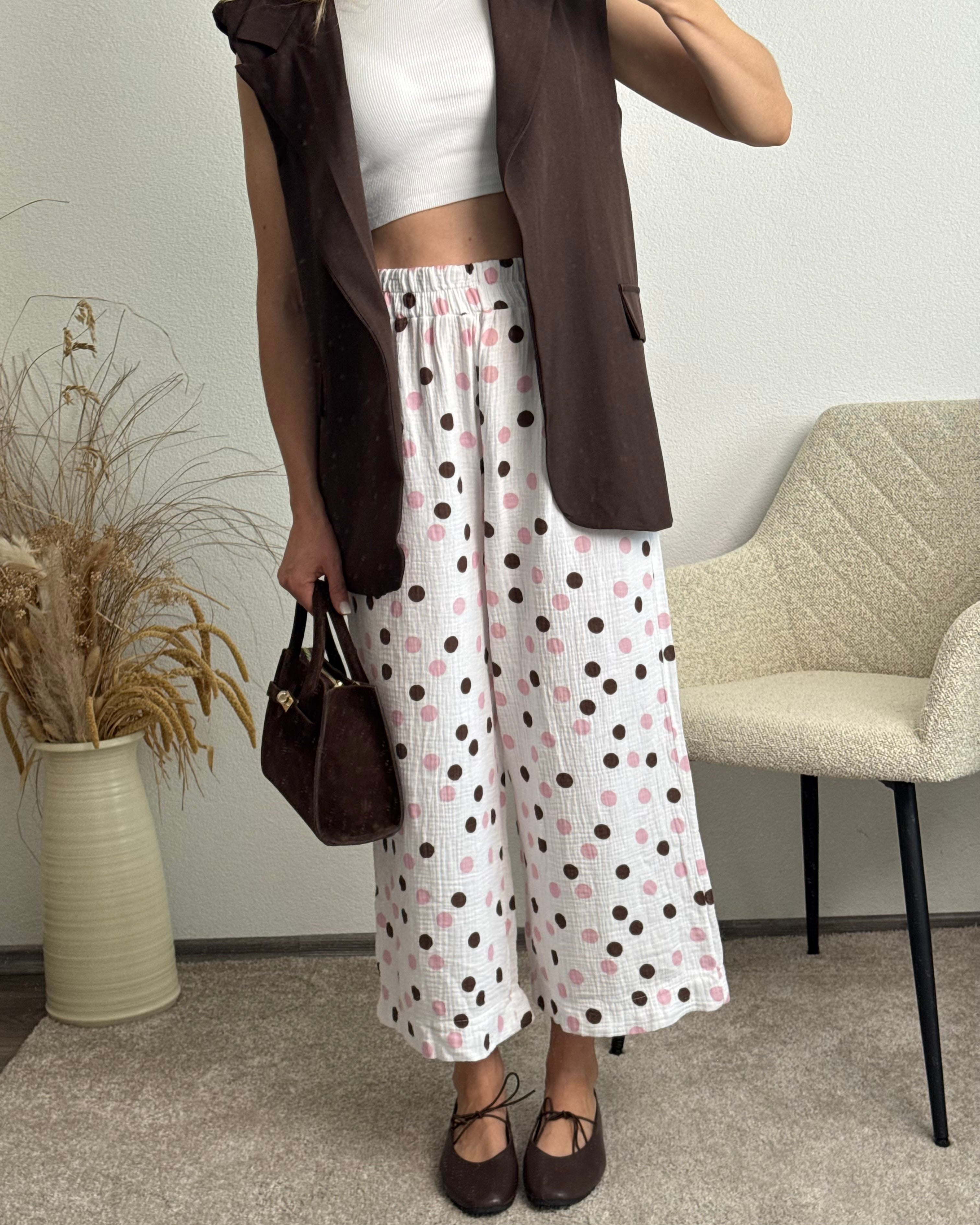 Musselinhose Polka Dots Rosa