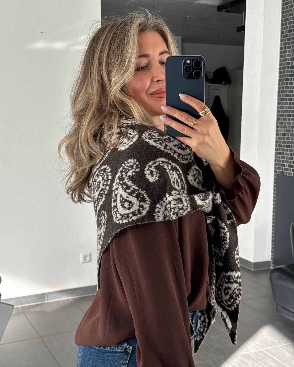 Dreieckstuch mit Paisley-Muster Braun