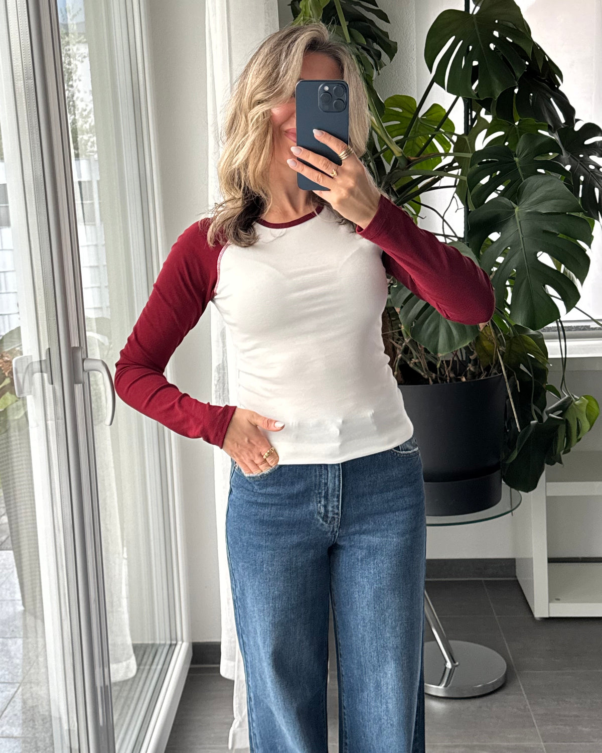longsleeve Colorblock Bordeaux