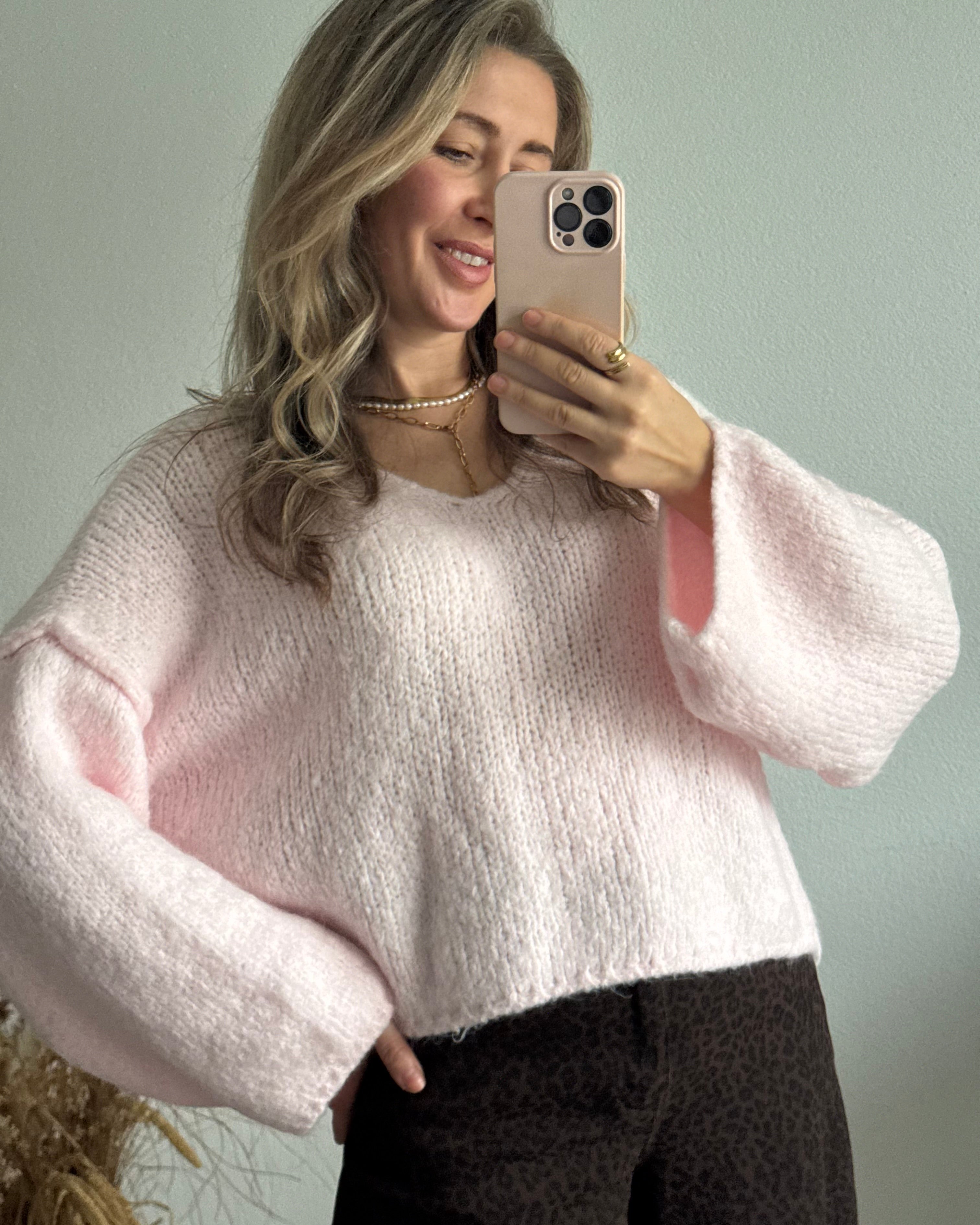 Strickpullover Fluffy Zartes Rosa