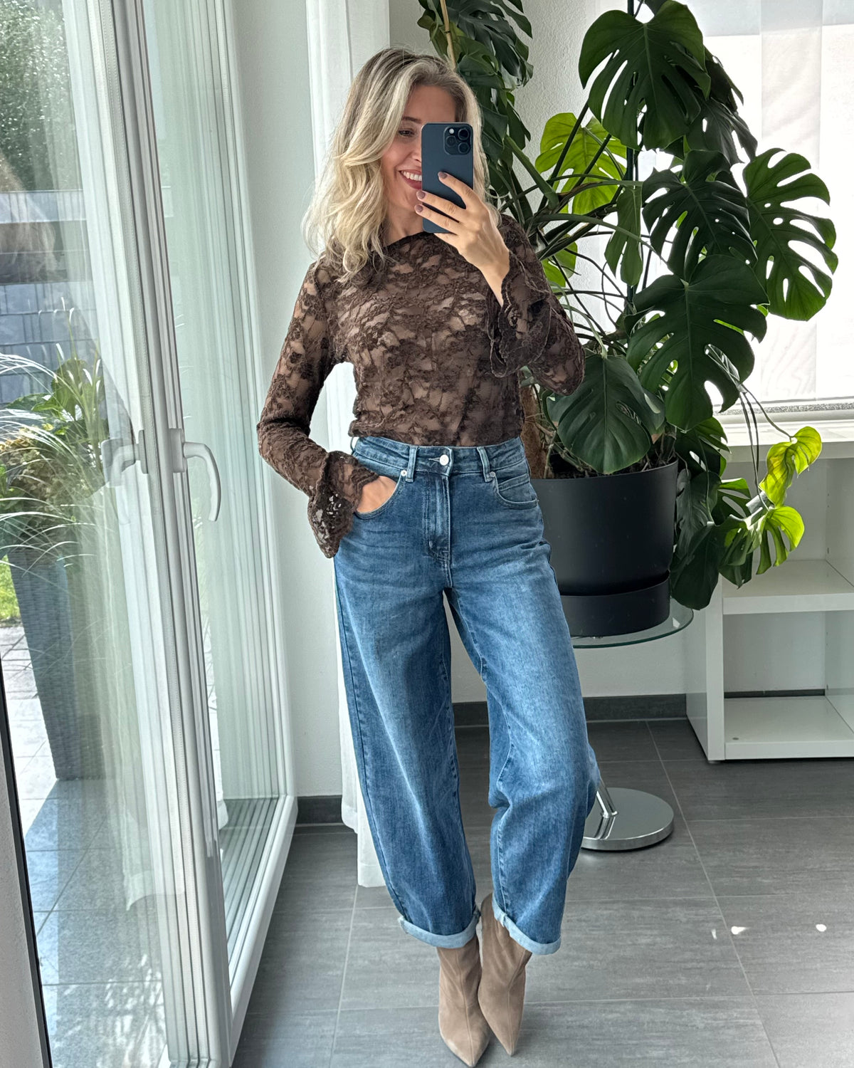 Stretch Ballon Jeans Blau