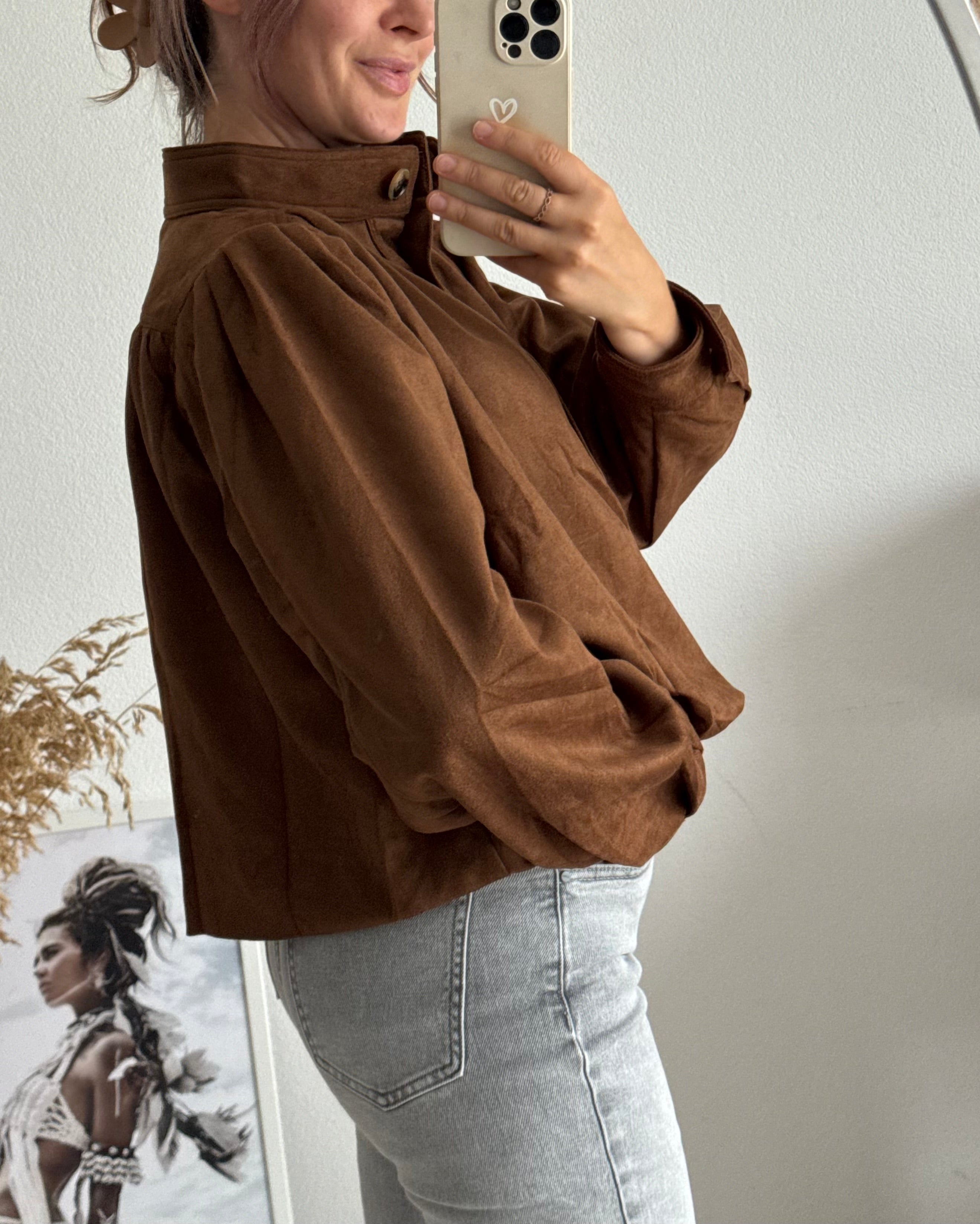 Wildleder Bomberjacke Hellbraun