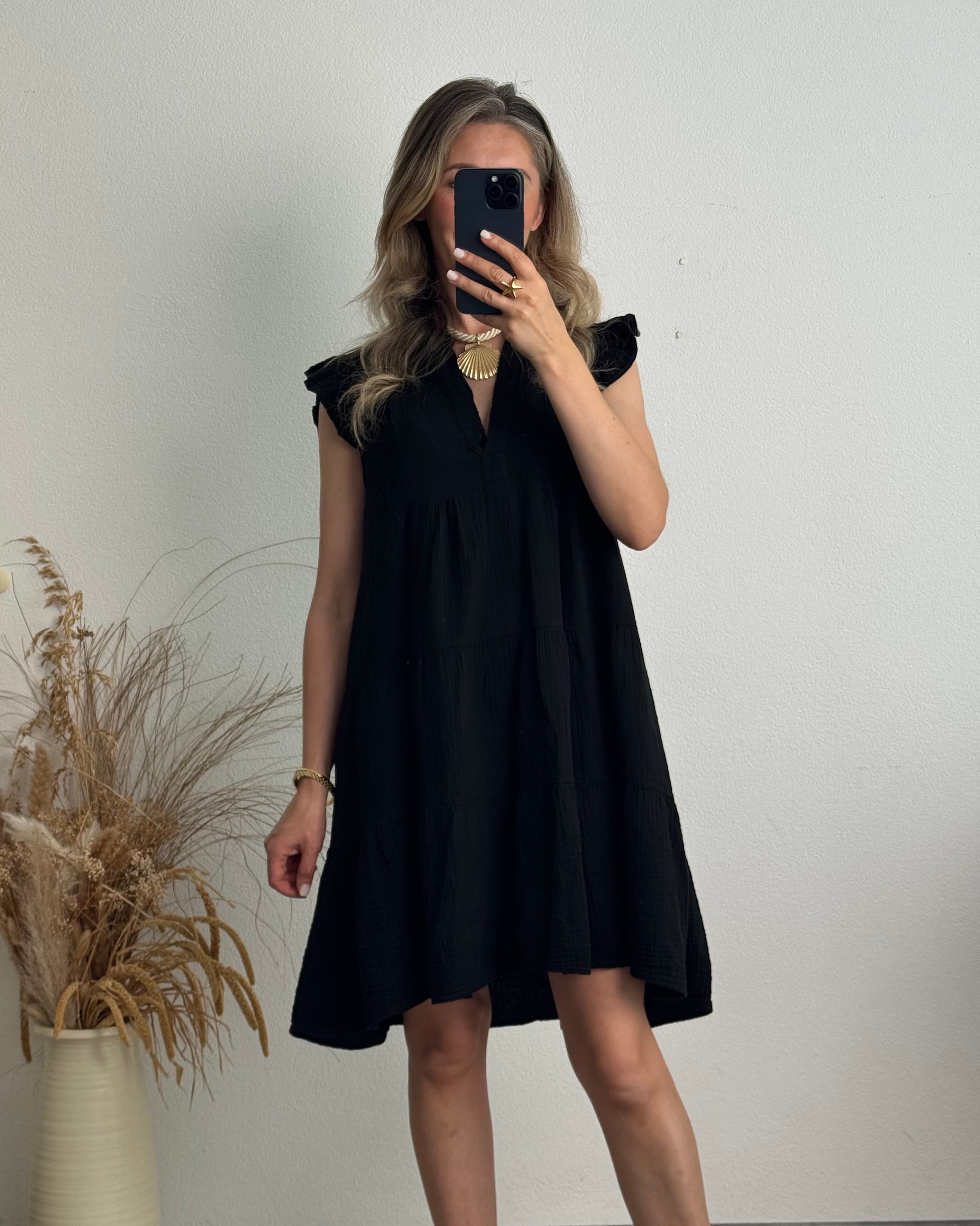 Musselinkleid Romy schwarz