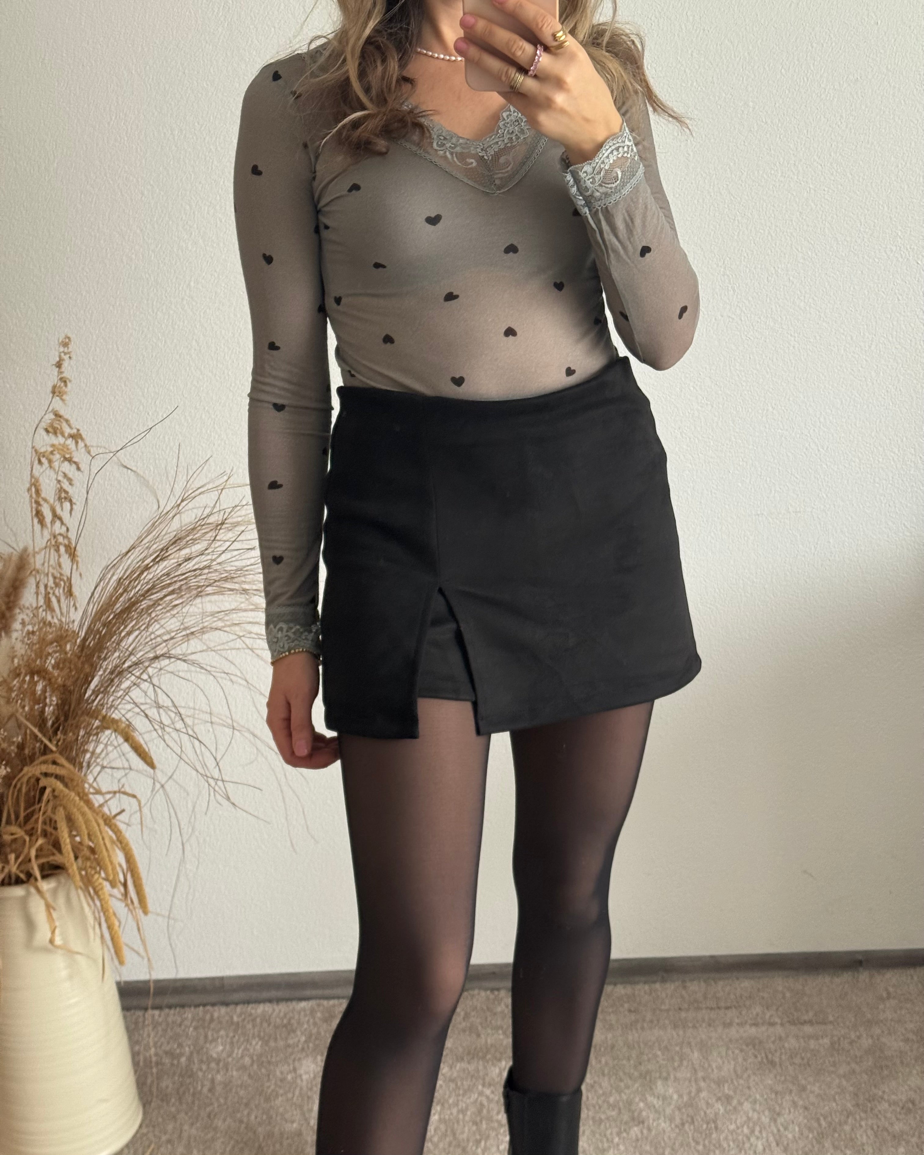 Hosenrock Wildlederoptik Schwarz