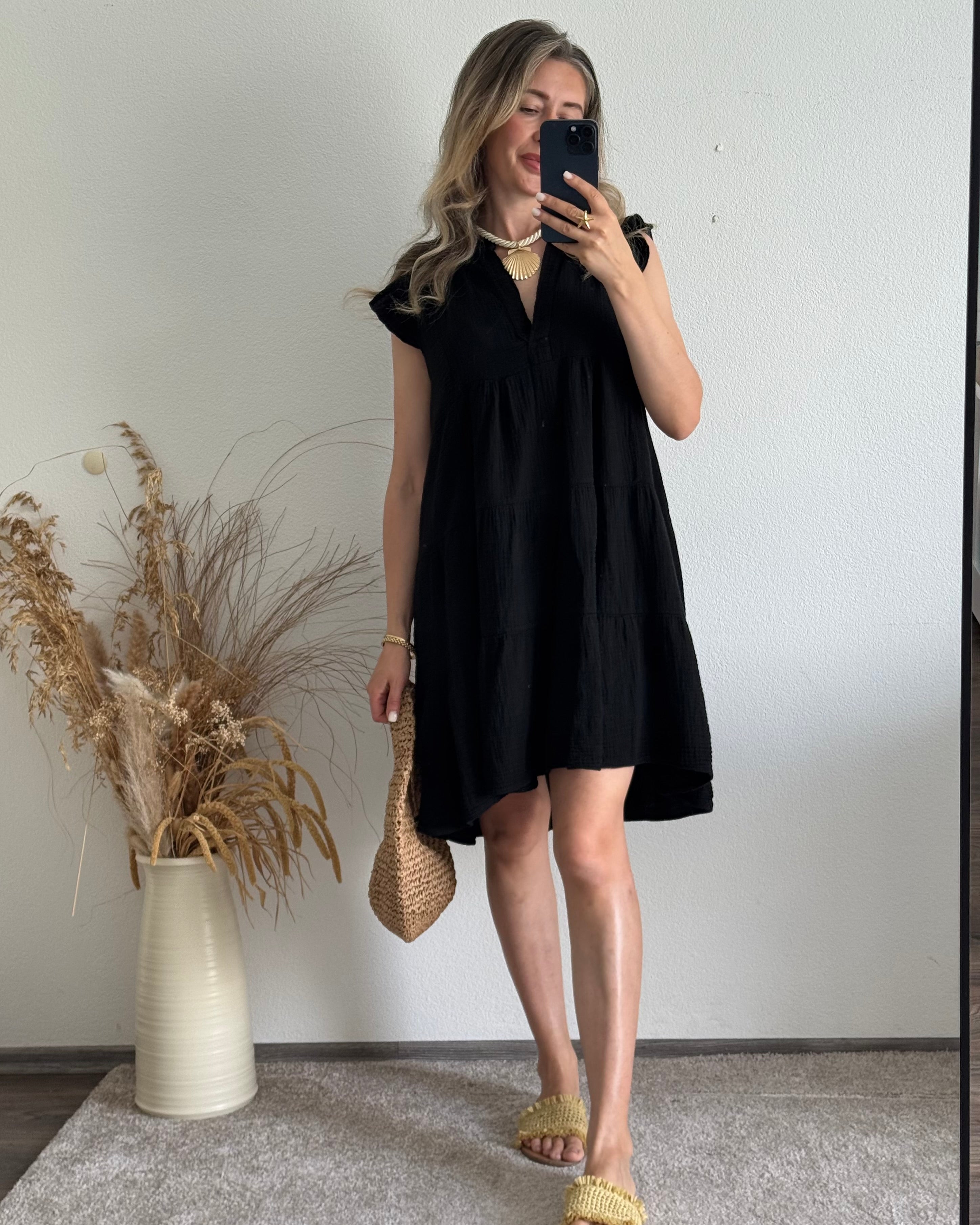 Musselinkleid Romy schwarz