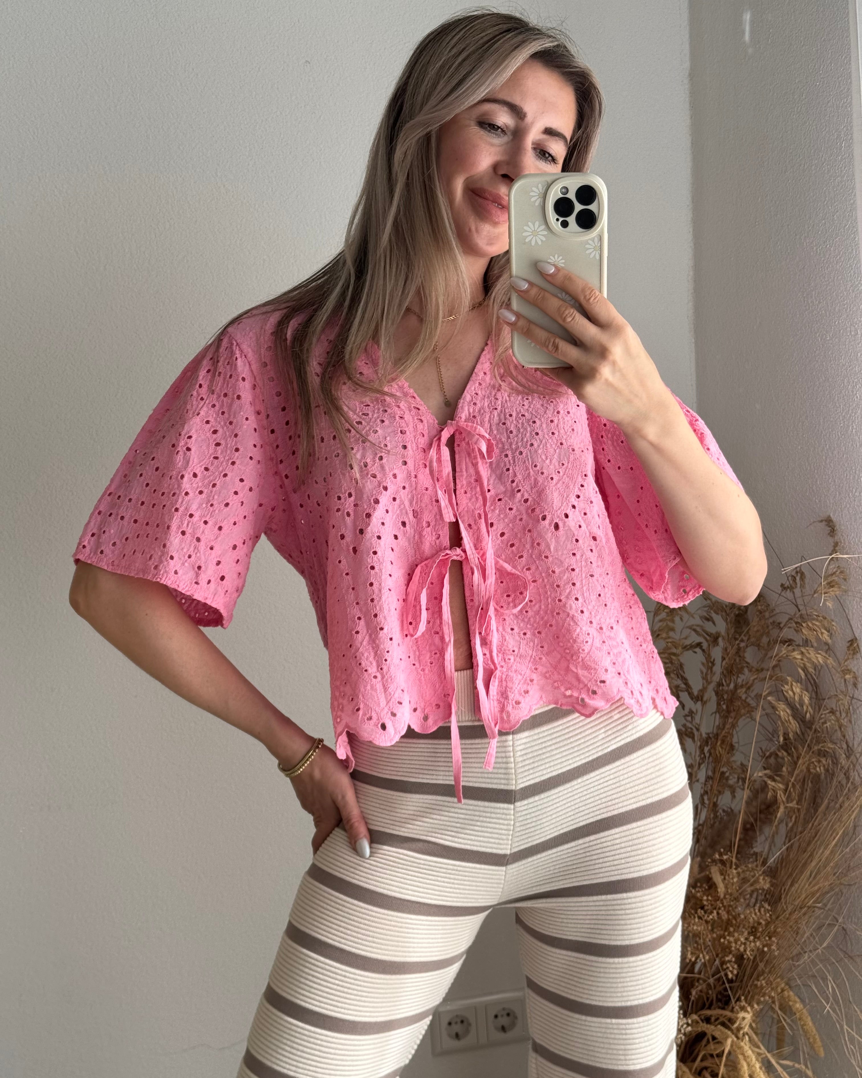 Bluse mit Schleifen Rosa