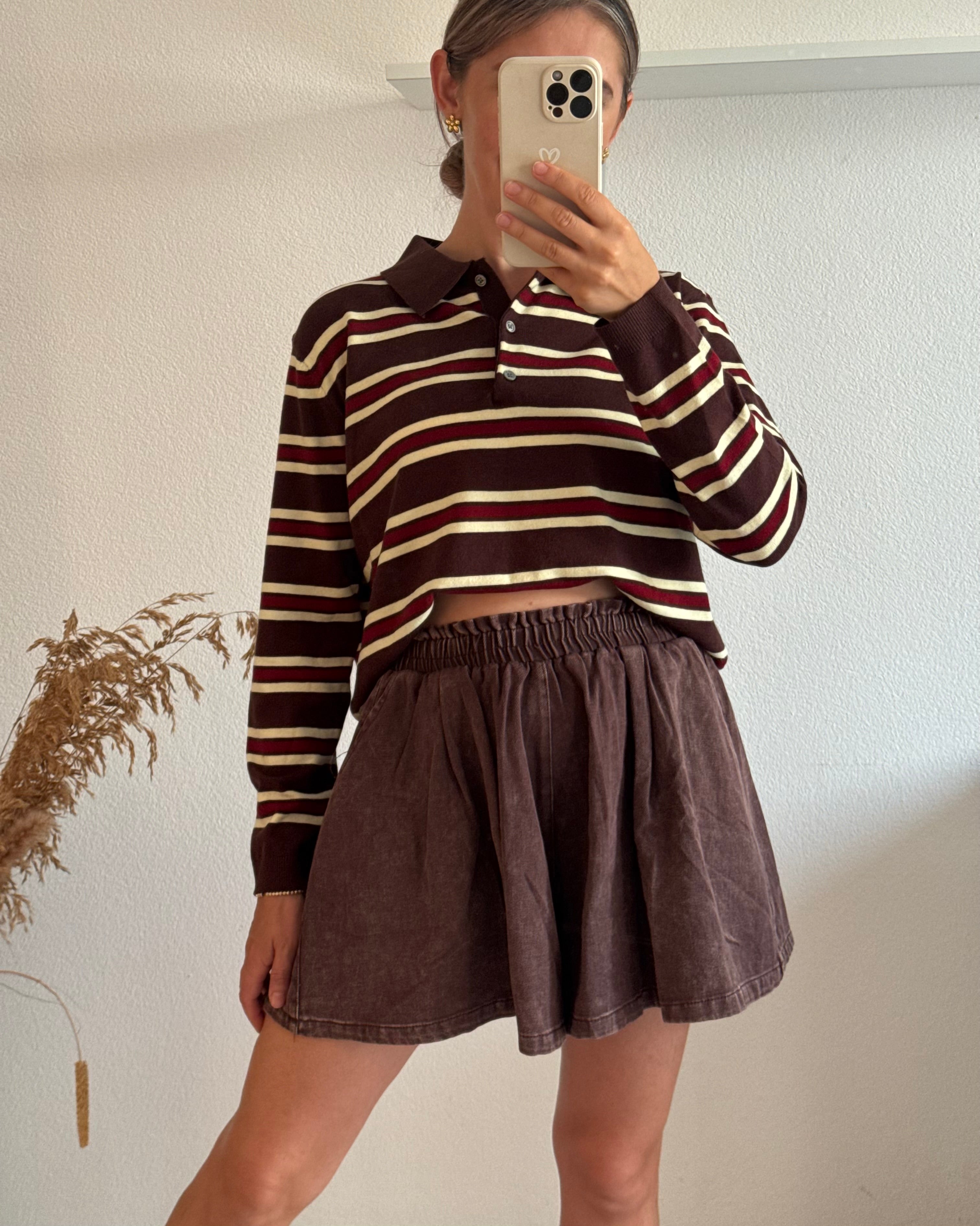 Poloshirt gestreift COFFEE