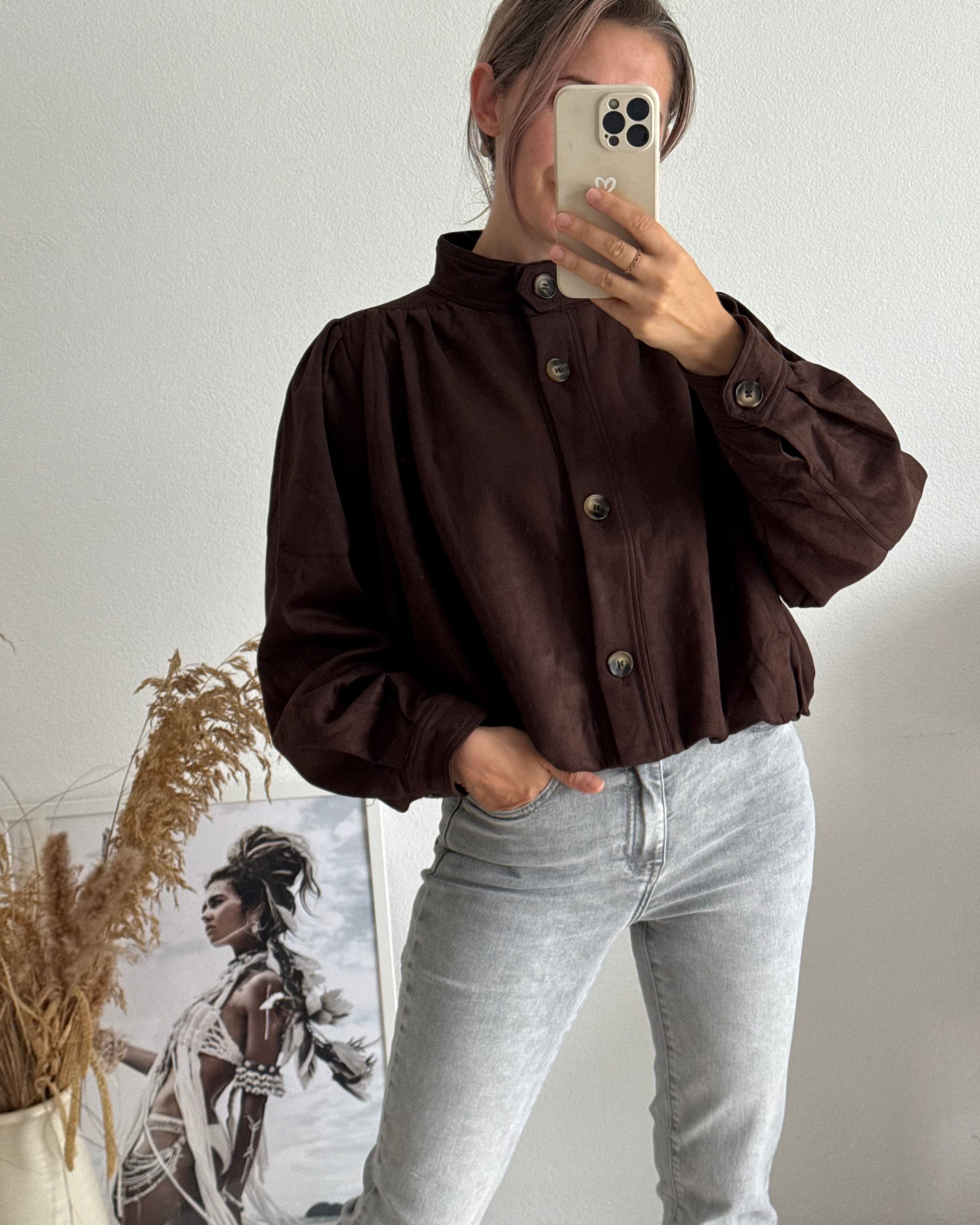 Wildleder Bomberjacke Schockobraun