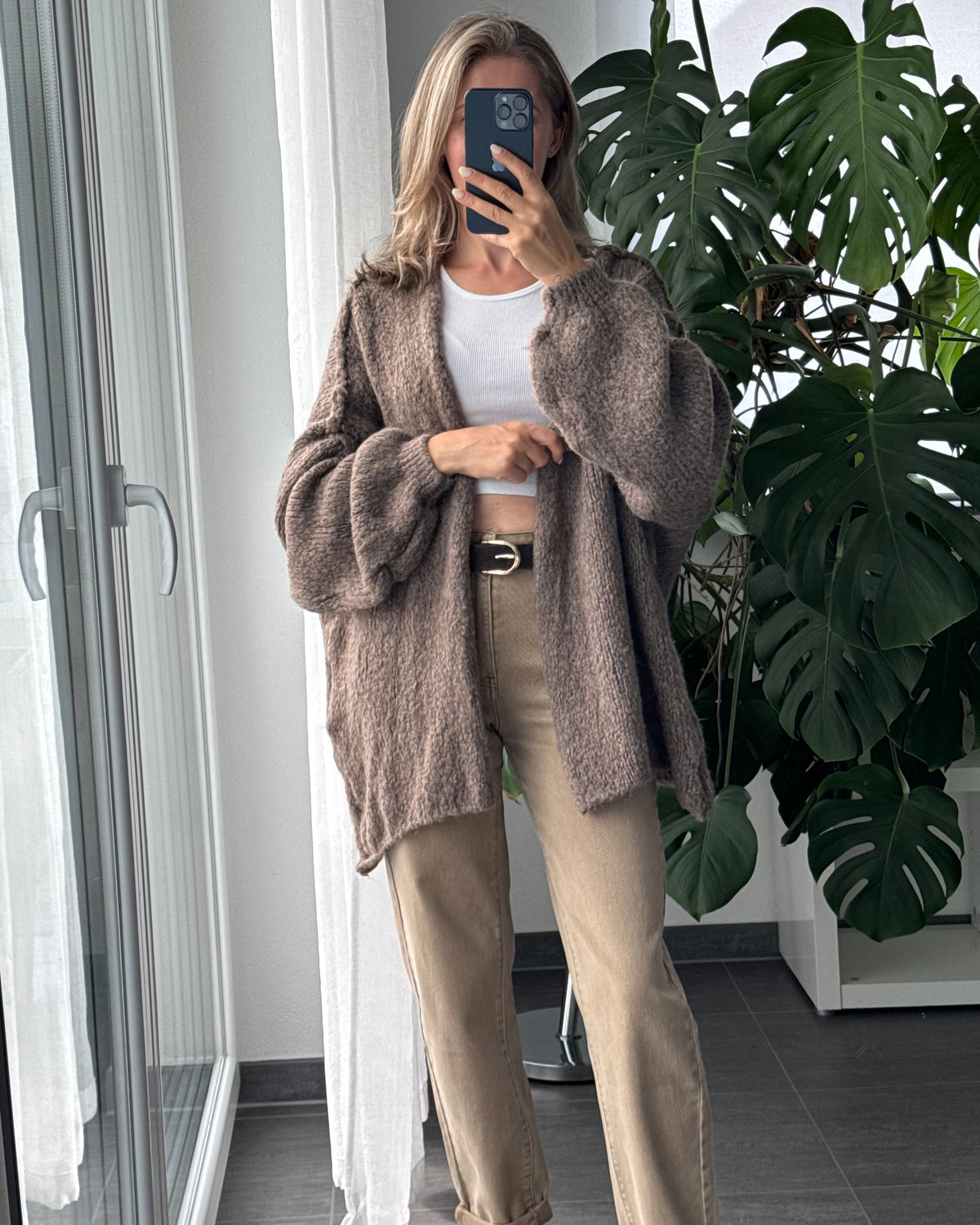 Offener Oversize Cardigan Lea Taupe