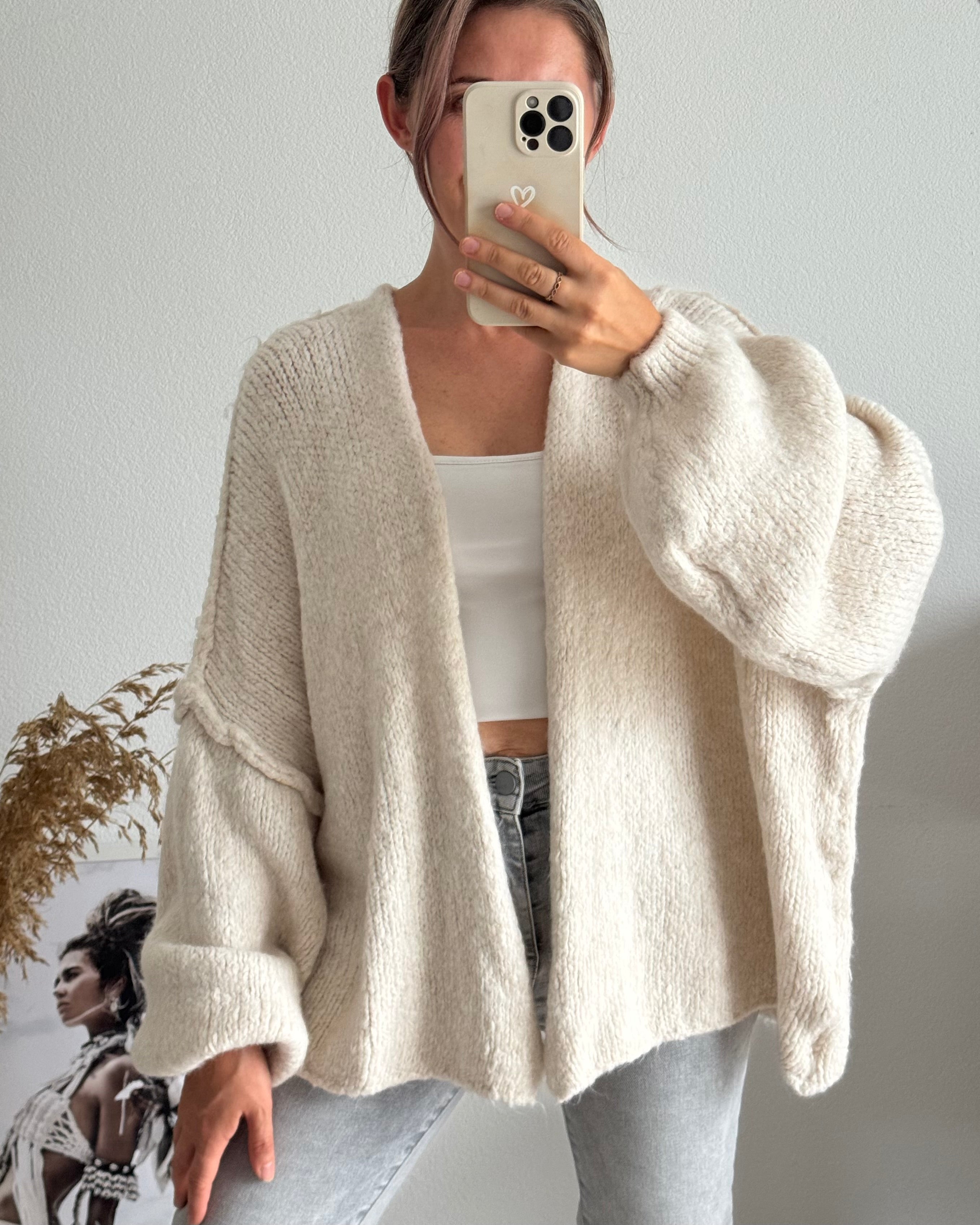 Offener Oversize Cardigan Lea BEIGE