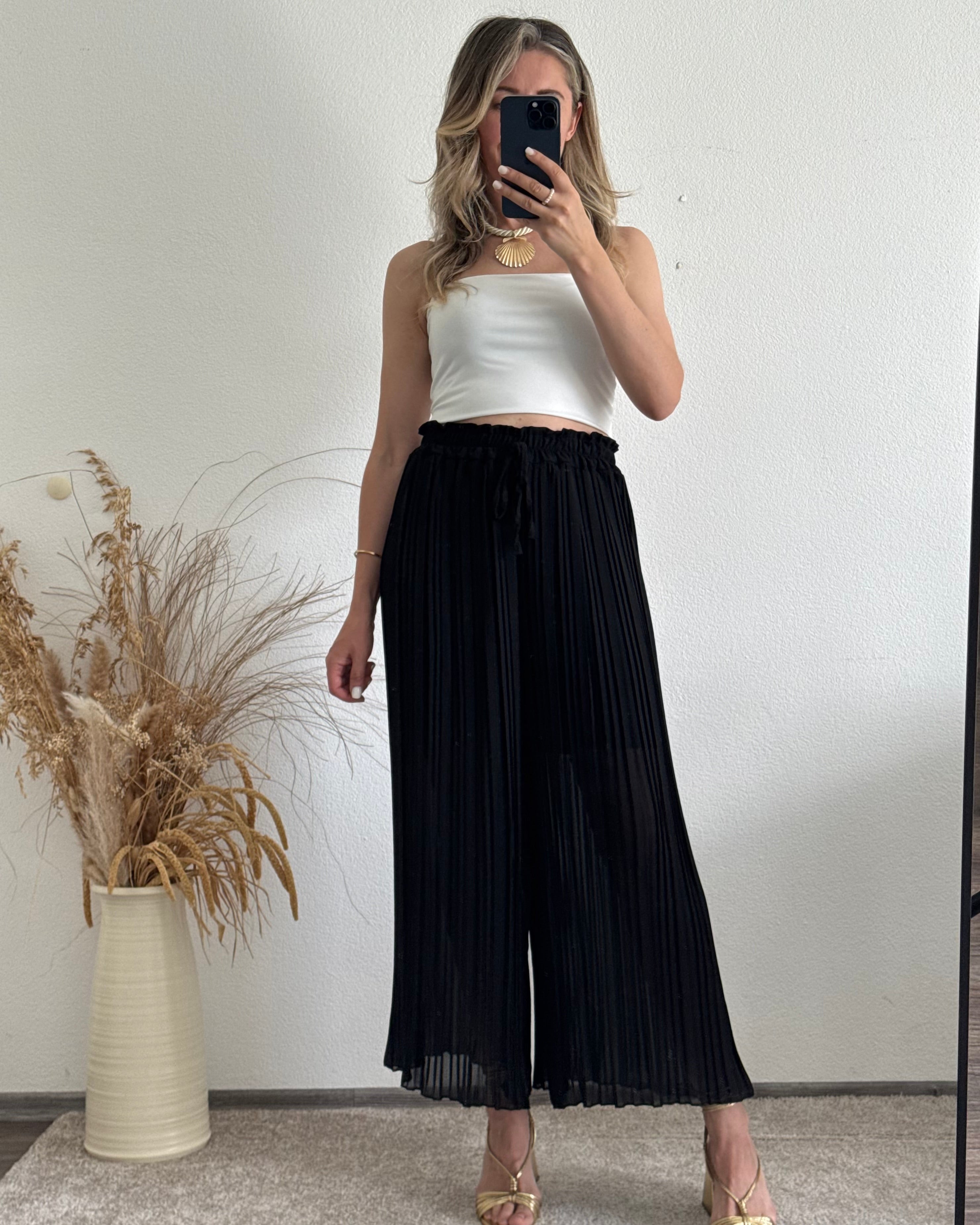 Plisseehose Schwarz