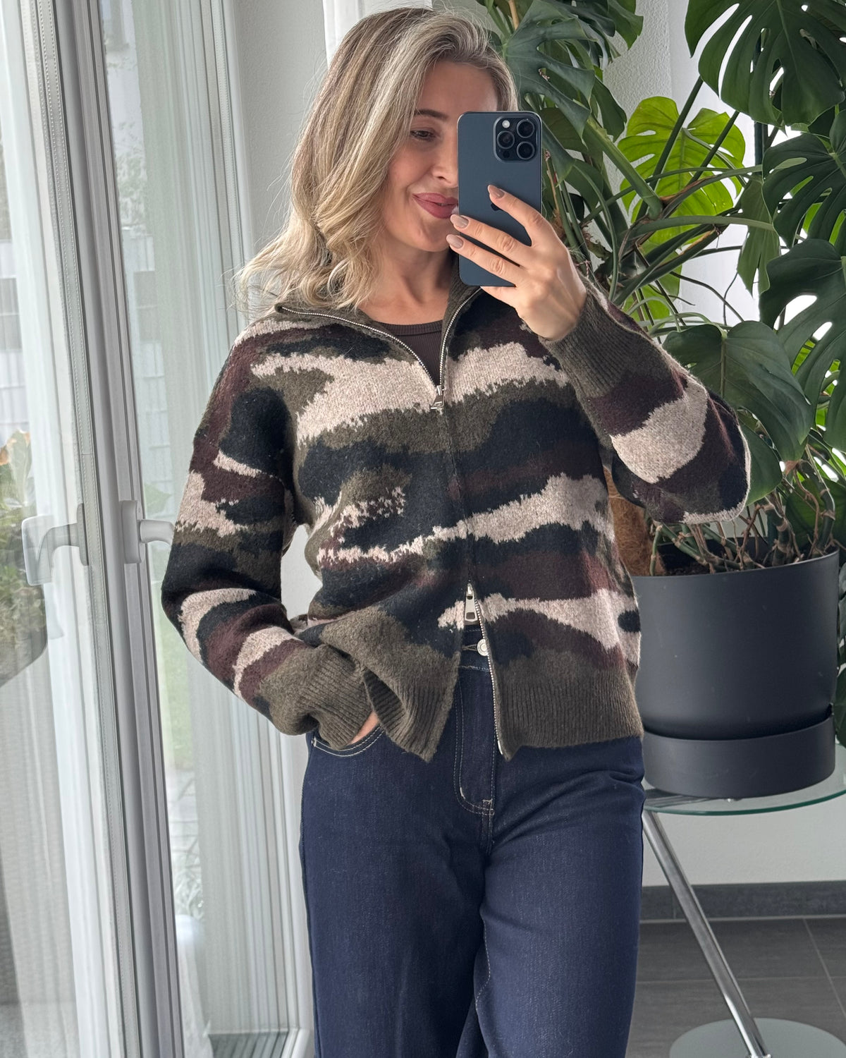 Zip Cardigan Camouflage