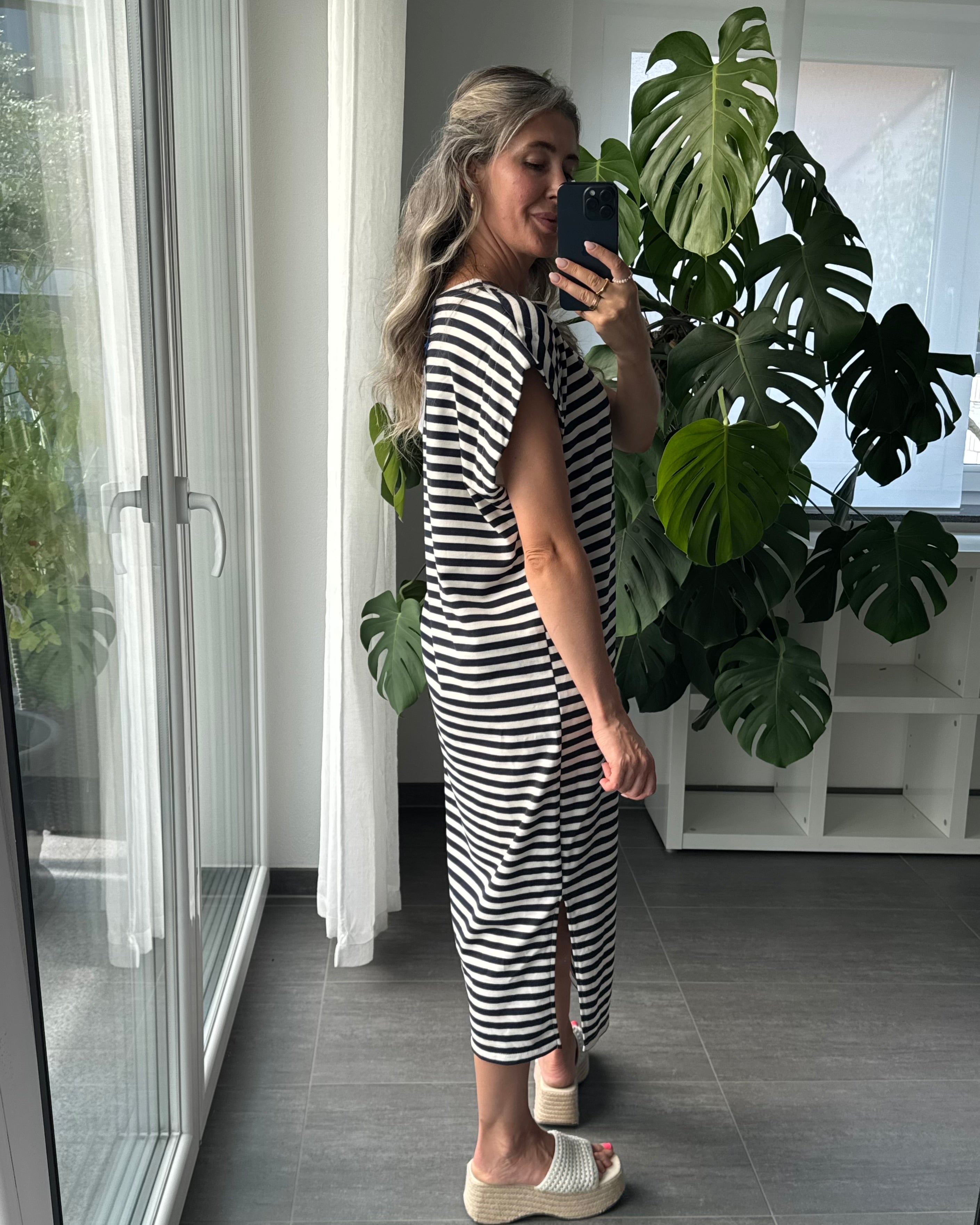 Midikleid Sienna Stripes Marineblau