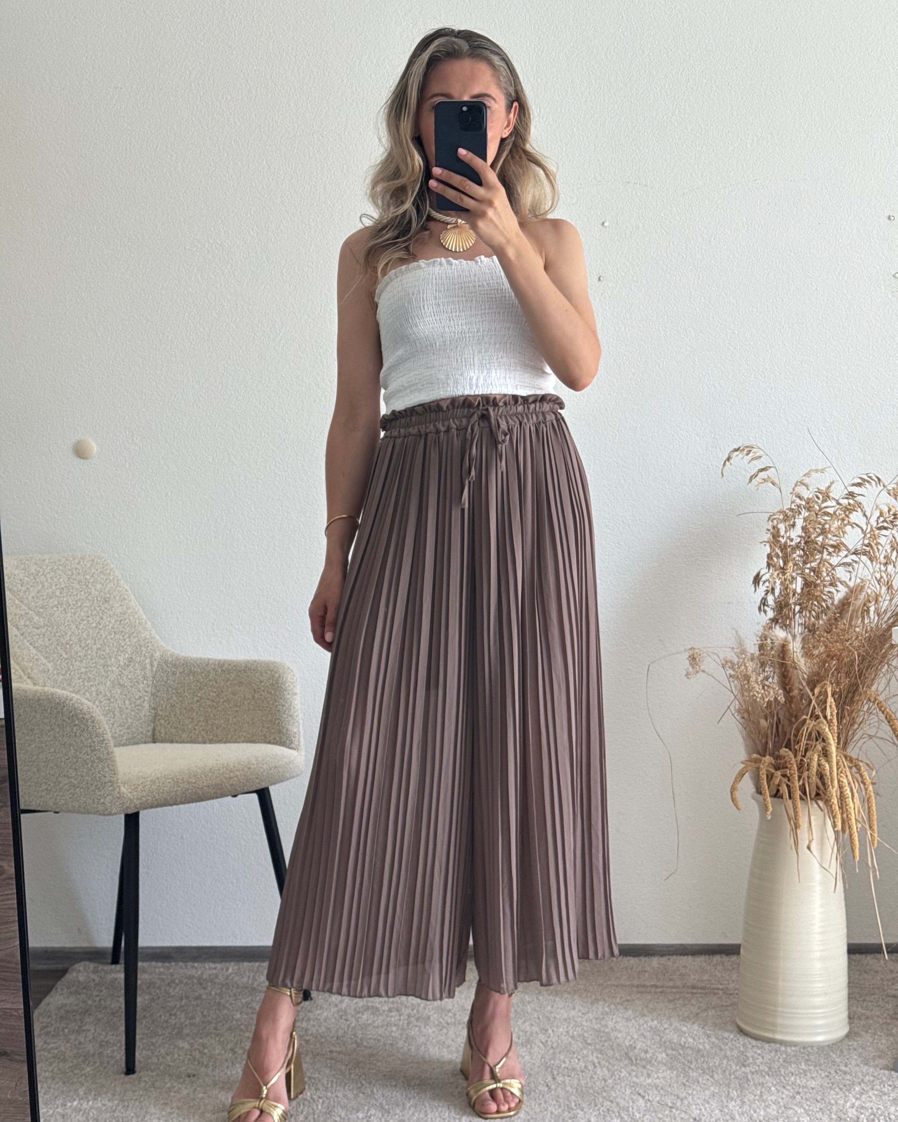 Plisseehose Taupe