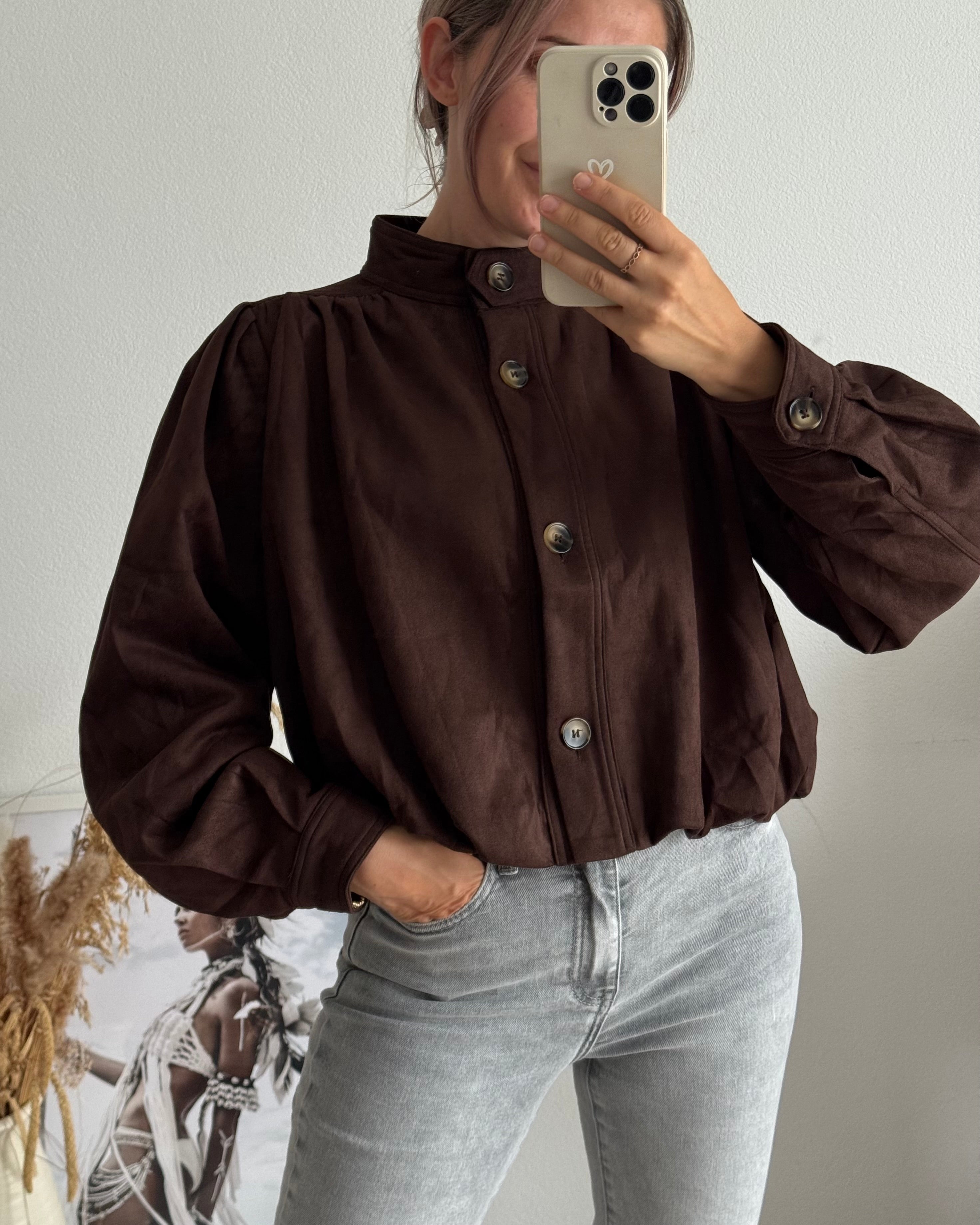 Wildleder Bomberjacke Schockobraun