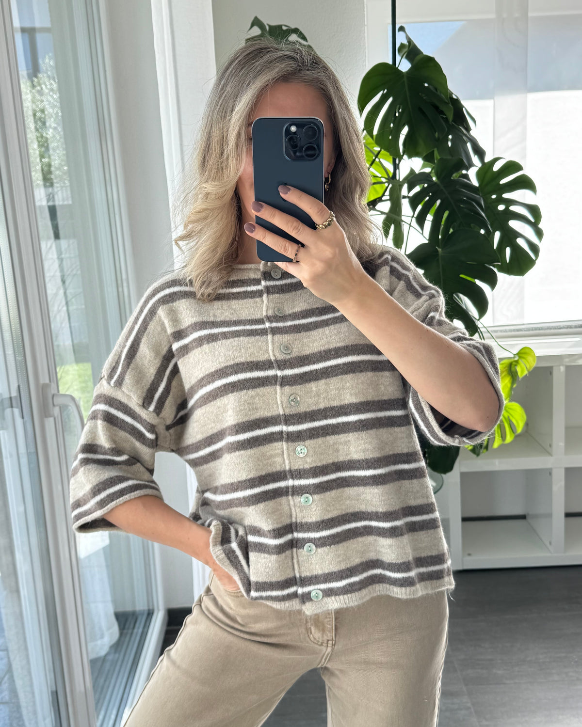 Cardigan Molly Stripes Taupe Beige