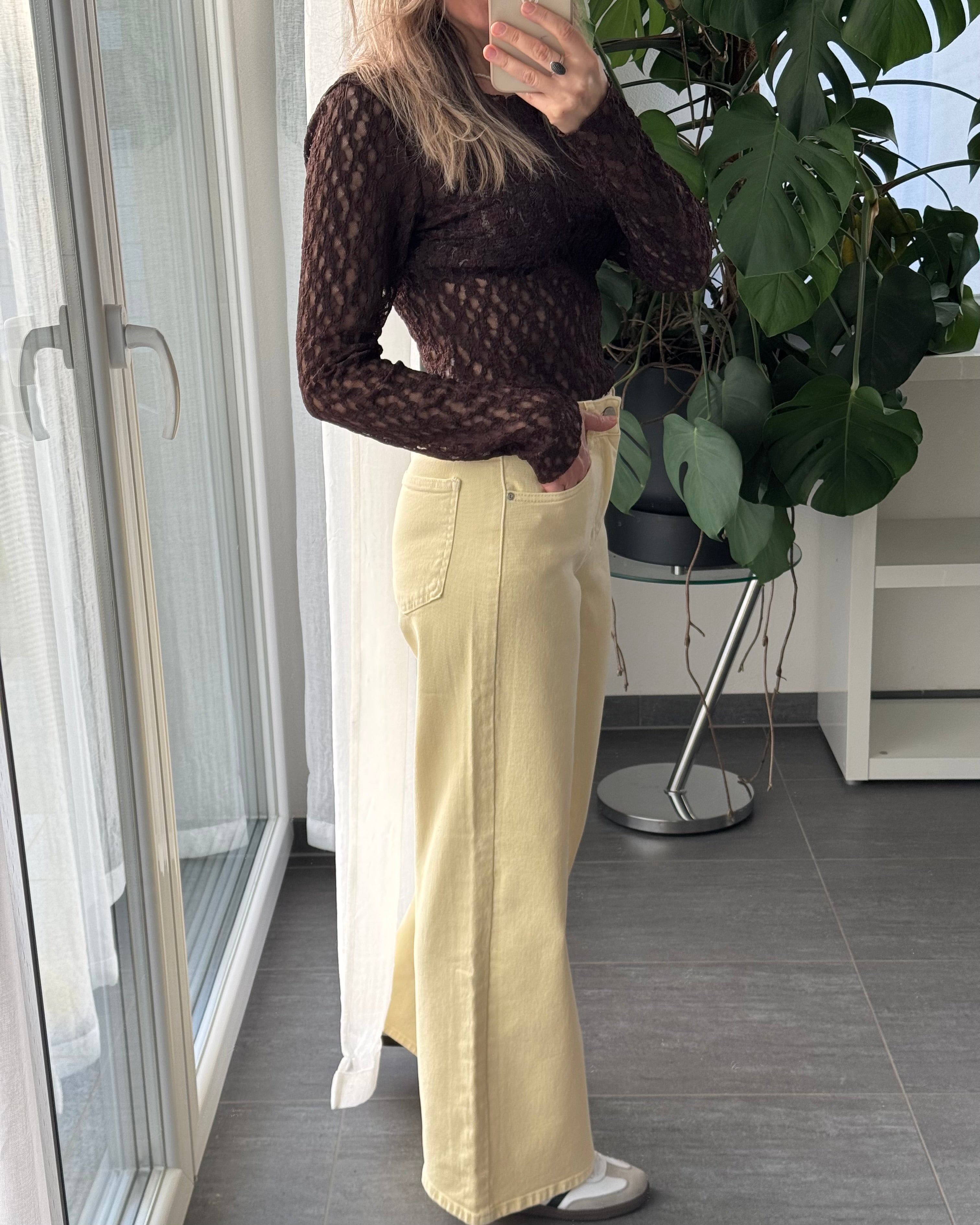 Wide leg stretch Jeans Butter Yellow
