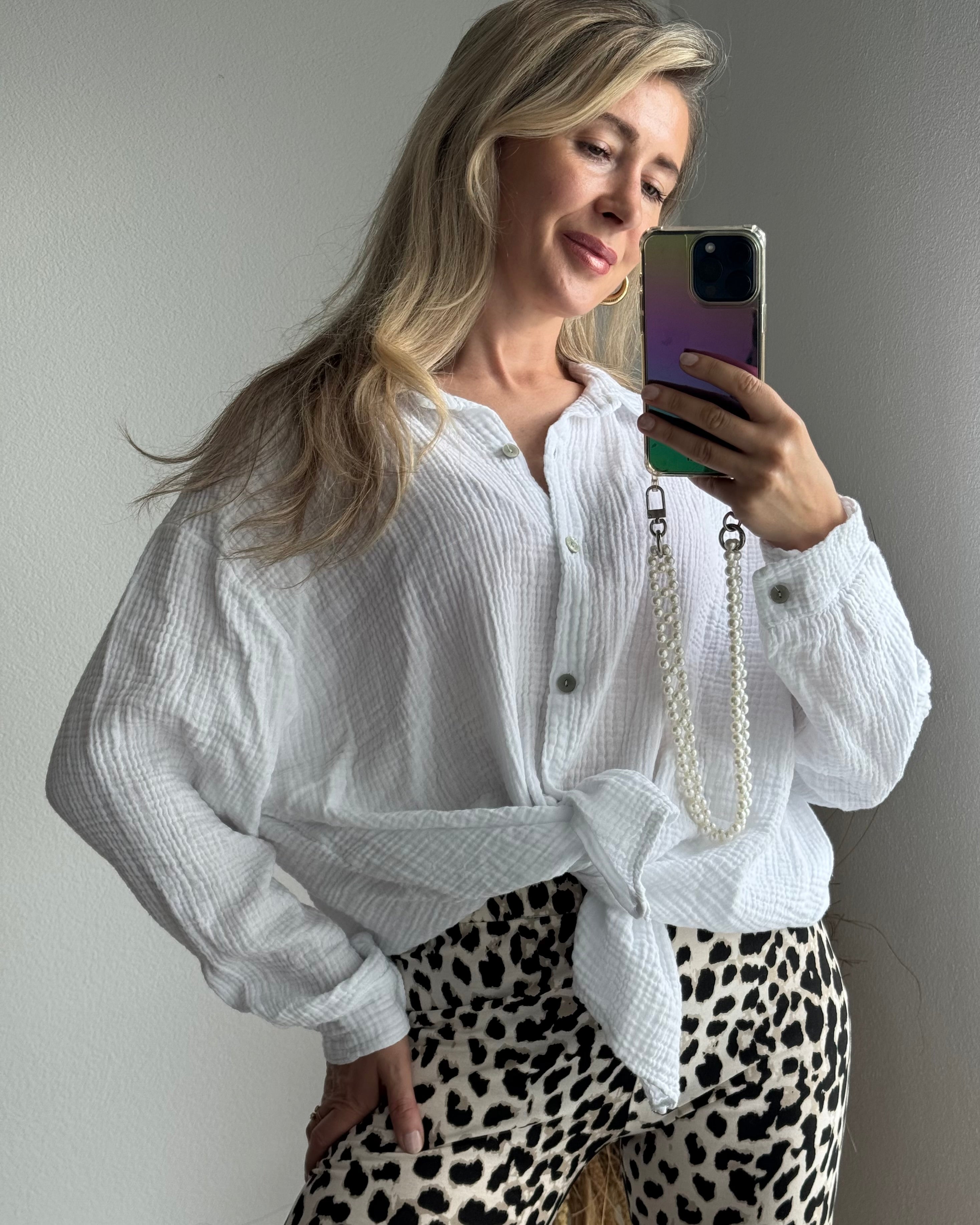 Musselinbluse Weiß