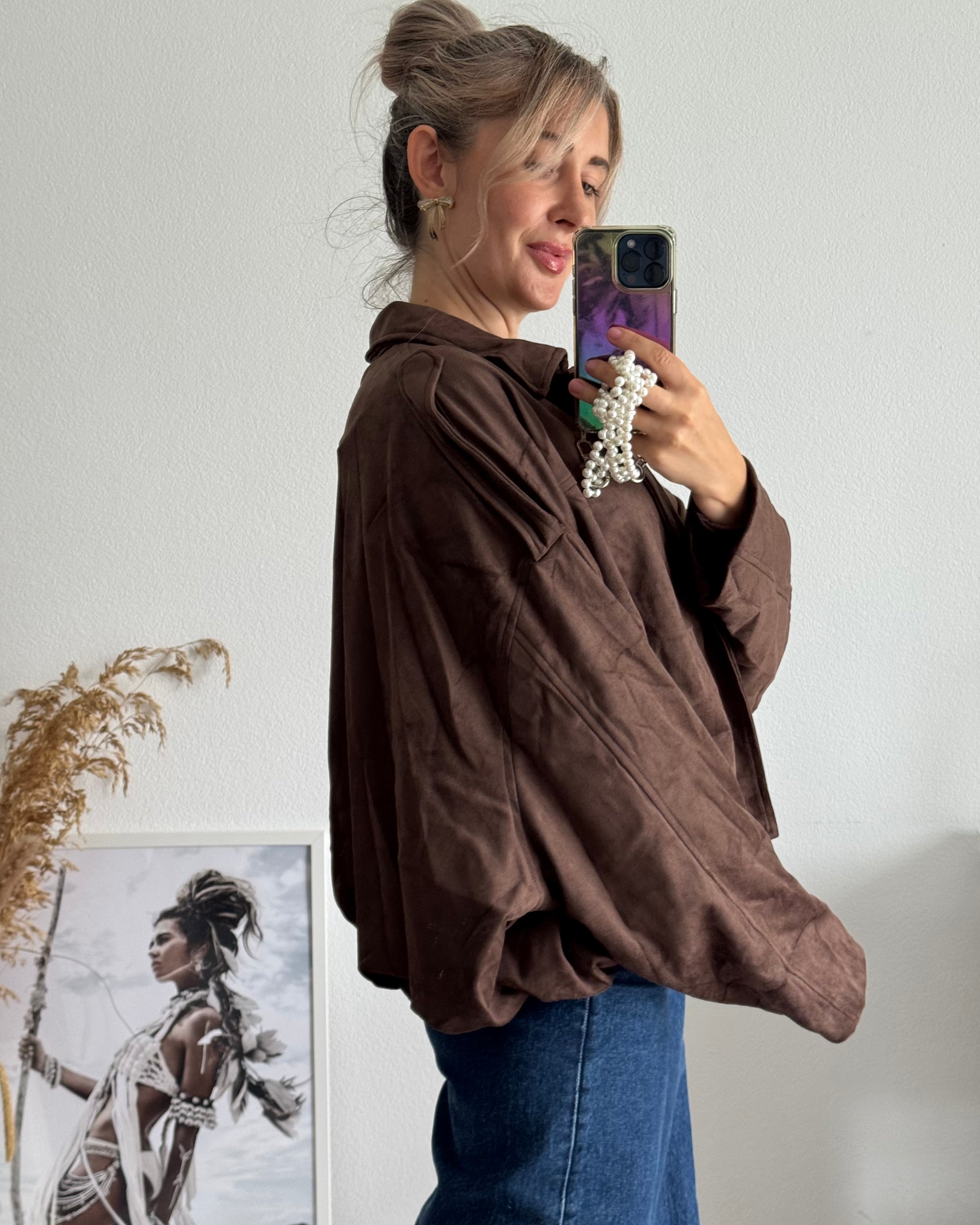 Luxe Suede Bomber Jacket BRAUN