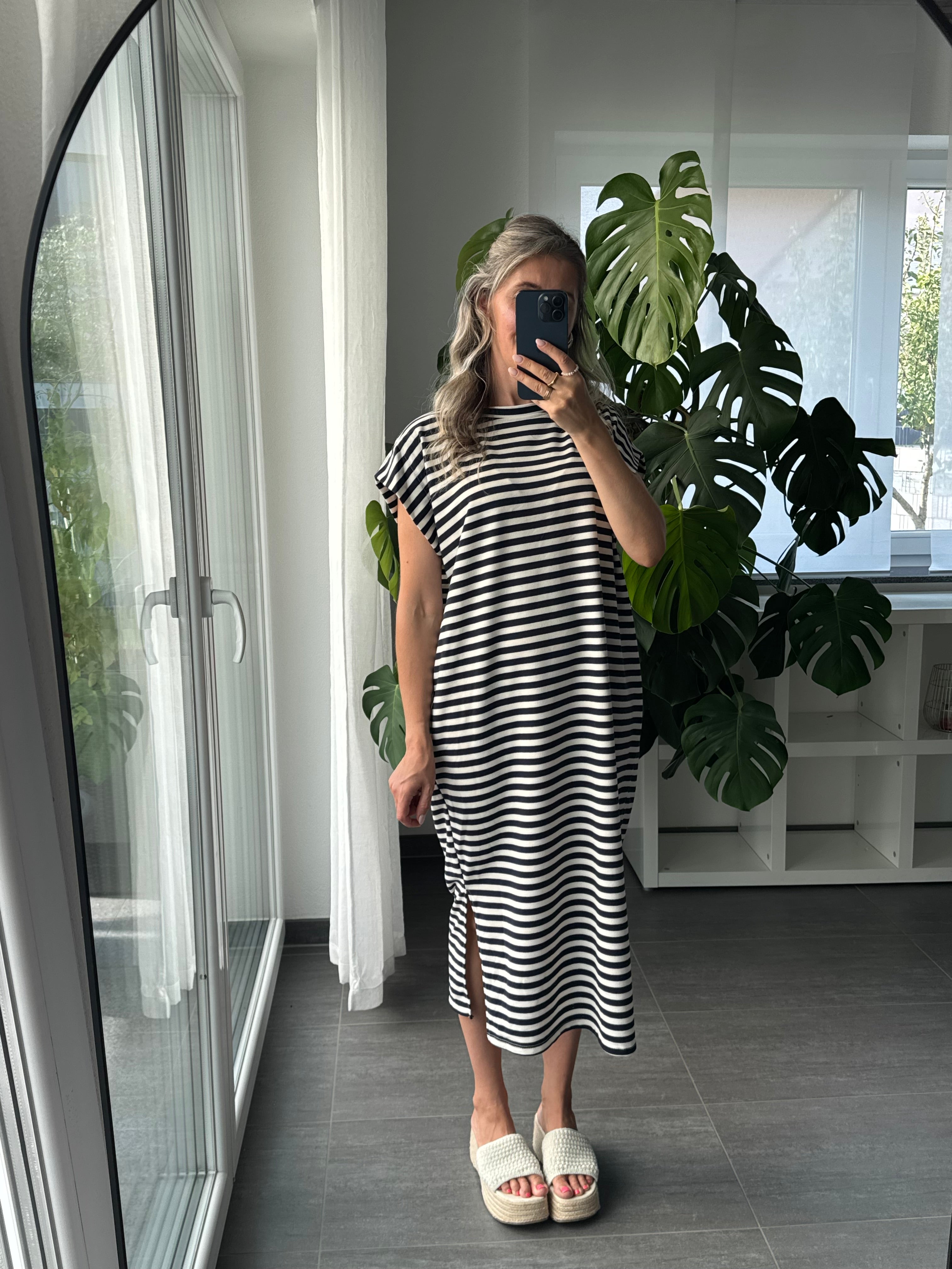 Midikleid Sienna Stripes Marineblau