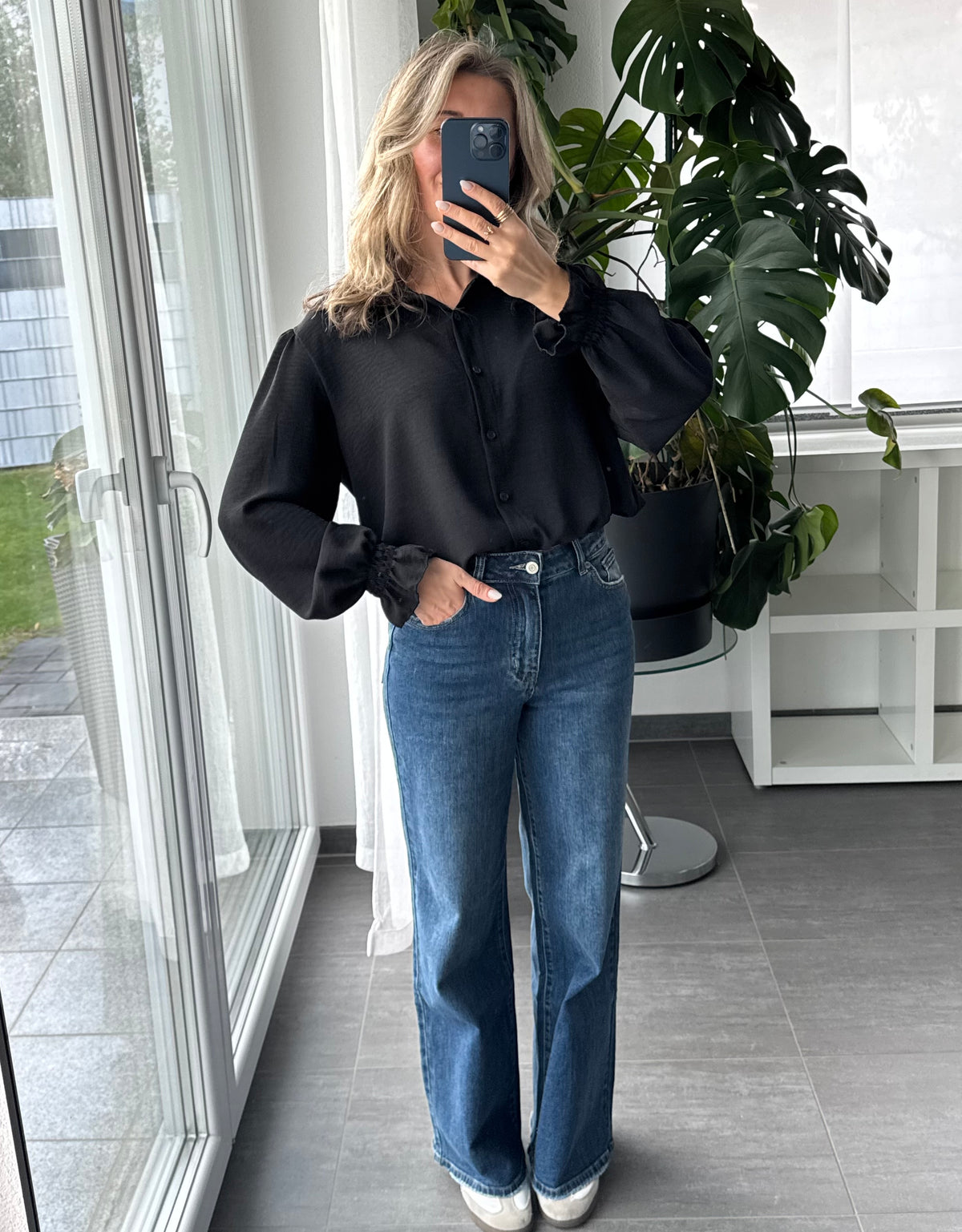Bluse Marlie Rüschen Schwarz