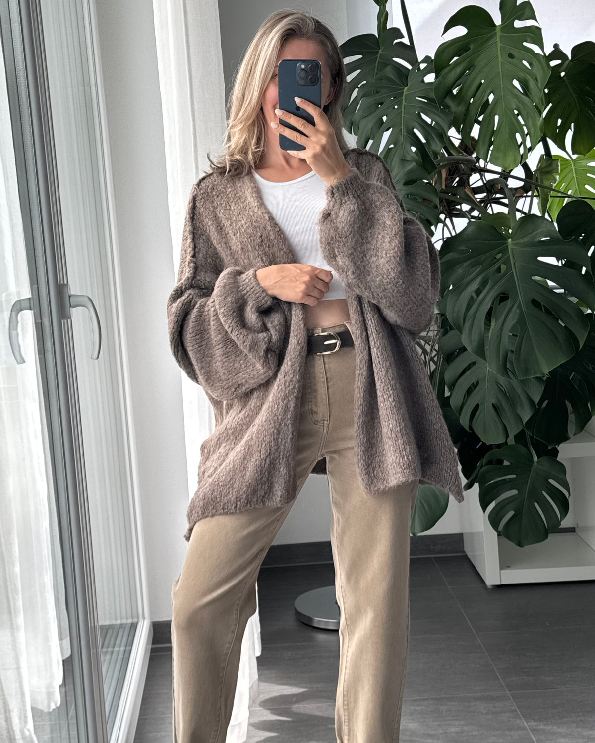 Offener Oversize Cardigan Lea Taupe