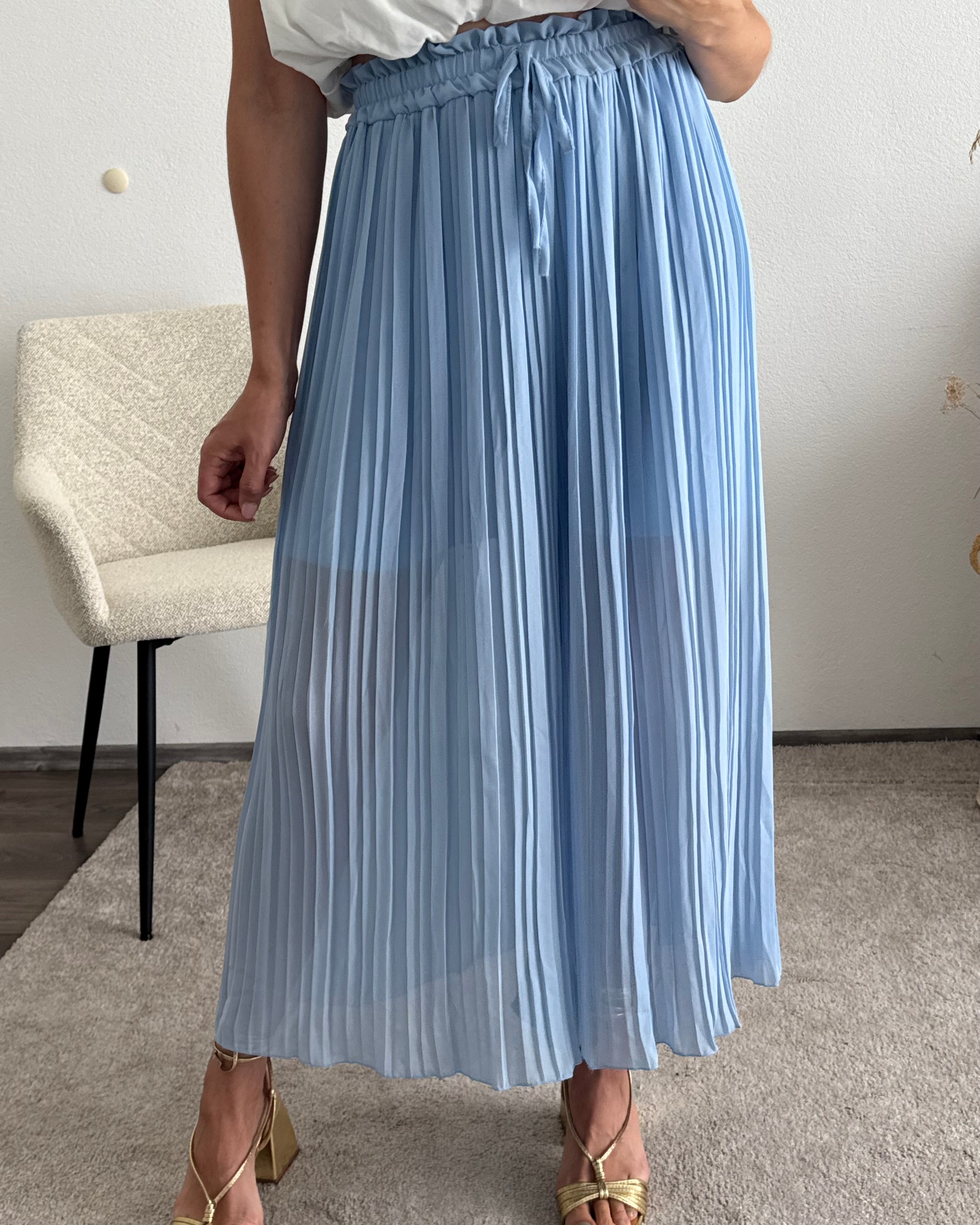 Plisseehose Hellblau