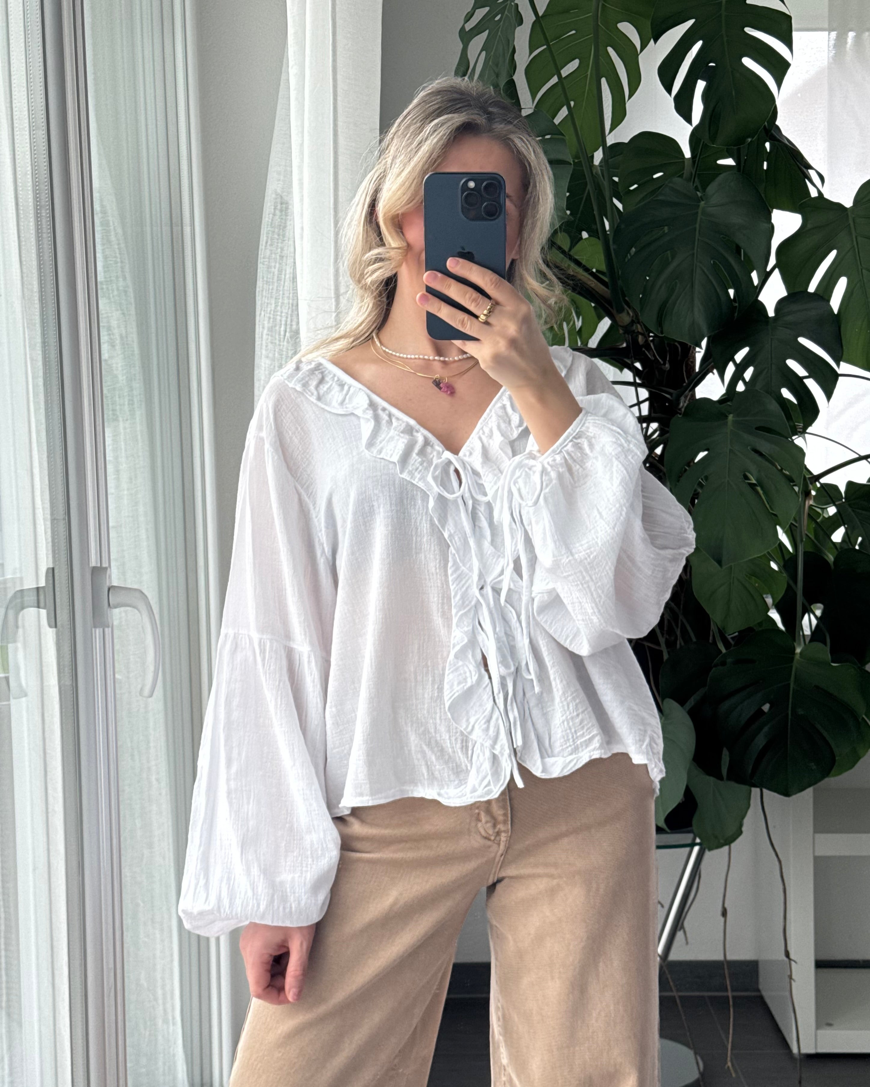 Rüschenbluse Mila weiß