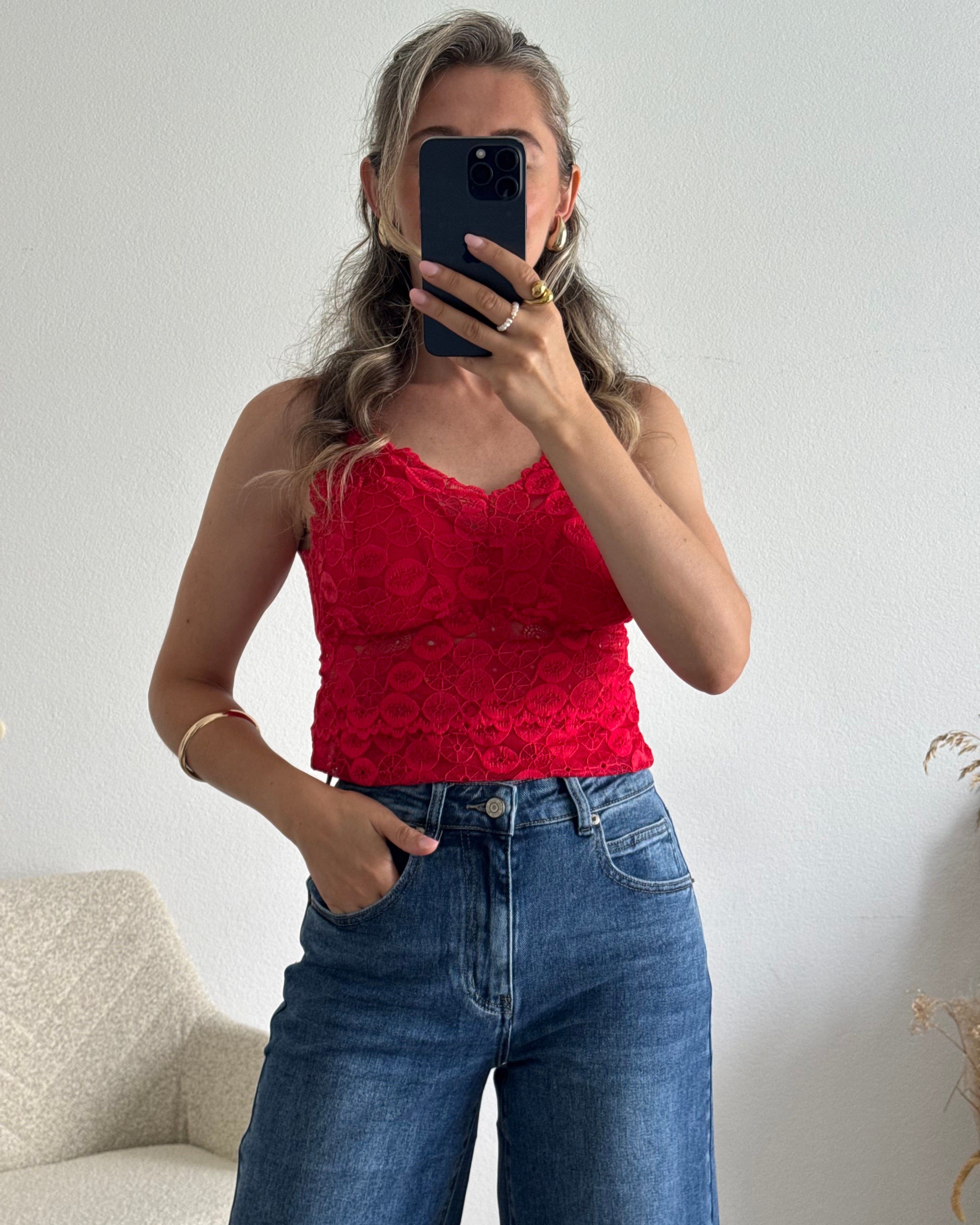 Spitzentop Lace Love Rot