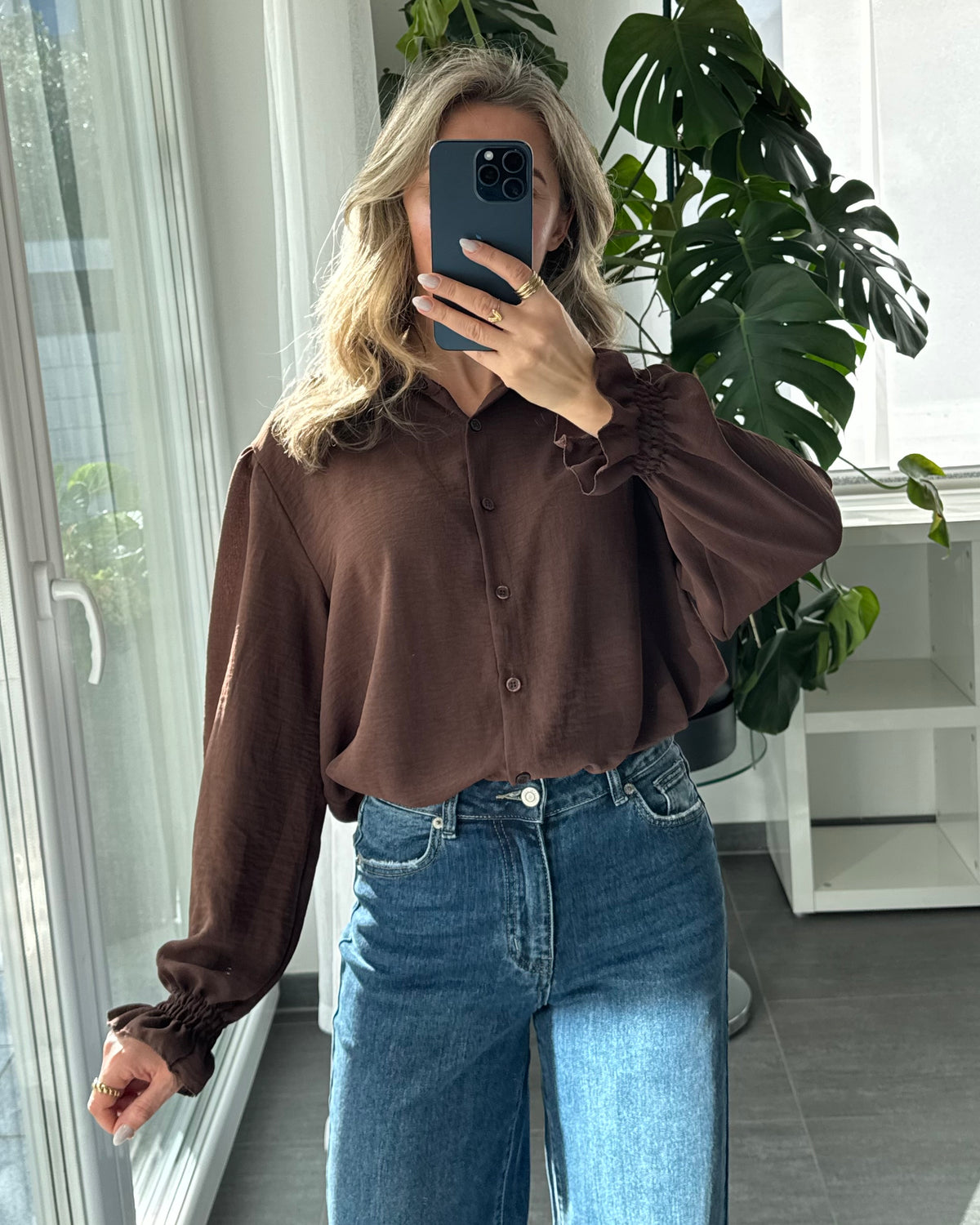Bluse Marlie Rüschen Braun