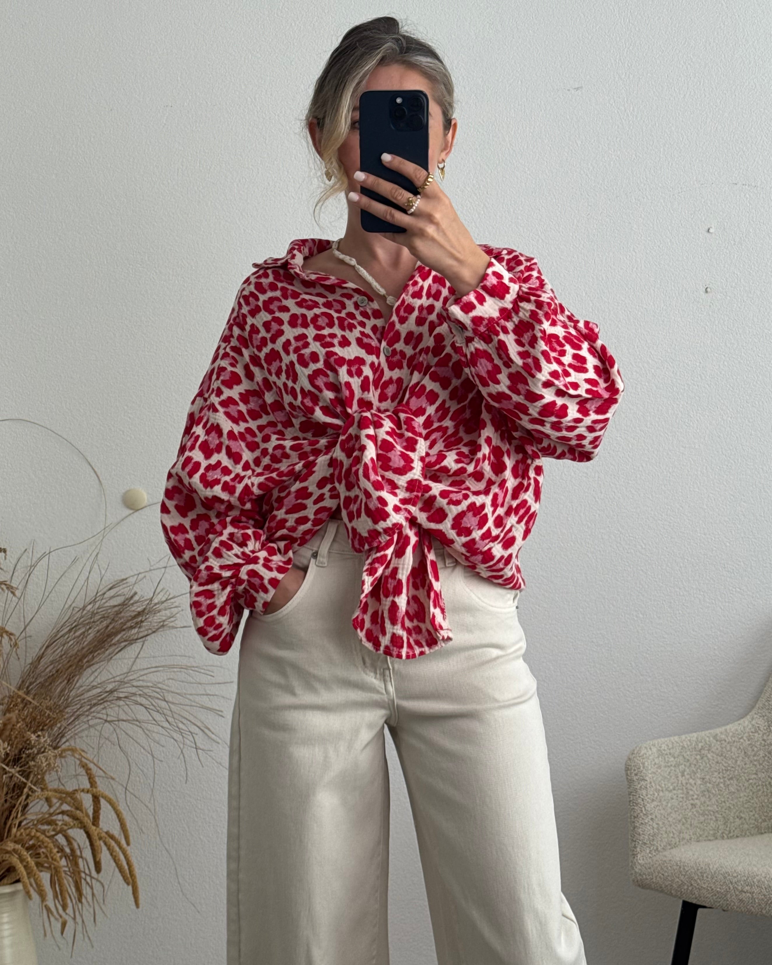 Musselinbluse Leo rot