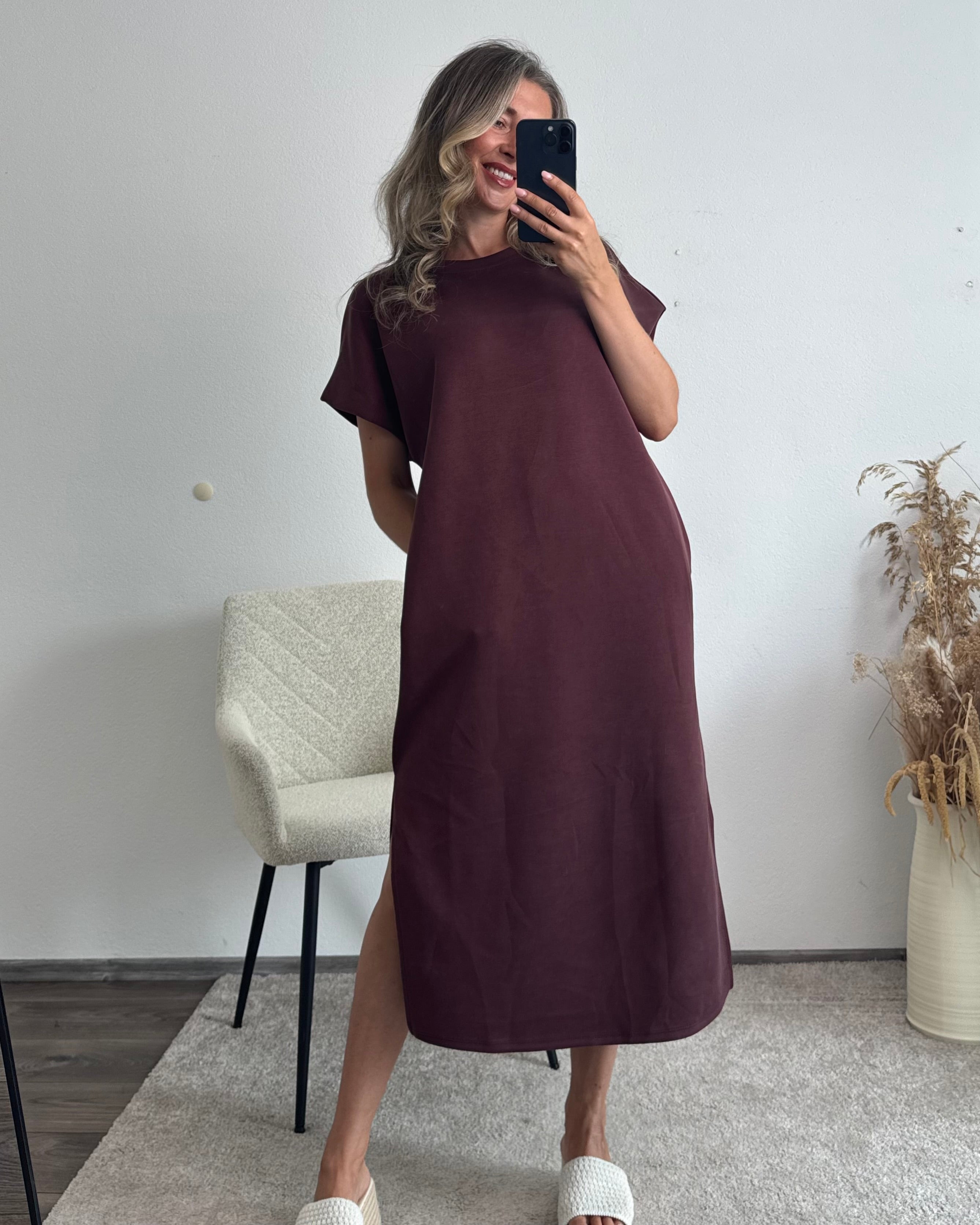 Oversize Kleid Butterstoff Luna Mahagoni-Braun