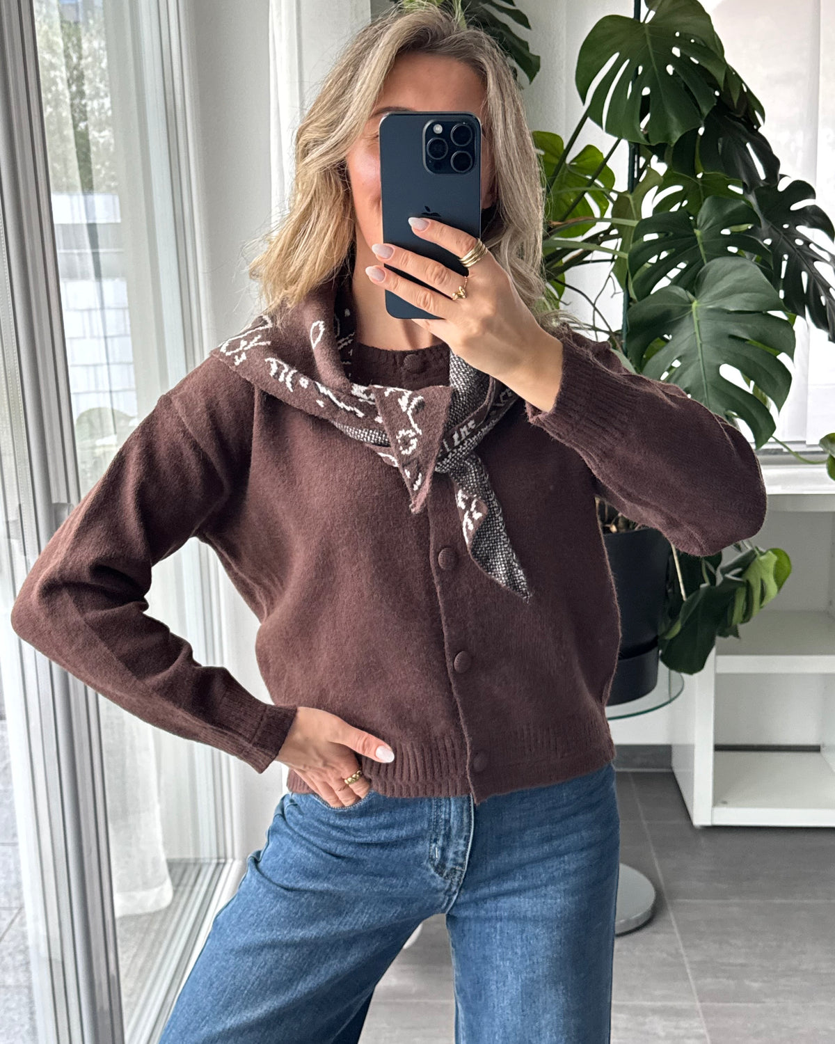 Cardigan mit Dreieckschal Paisley