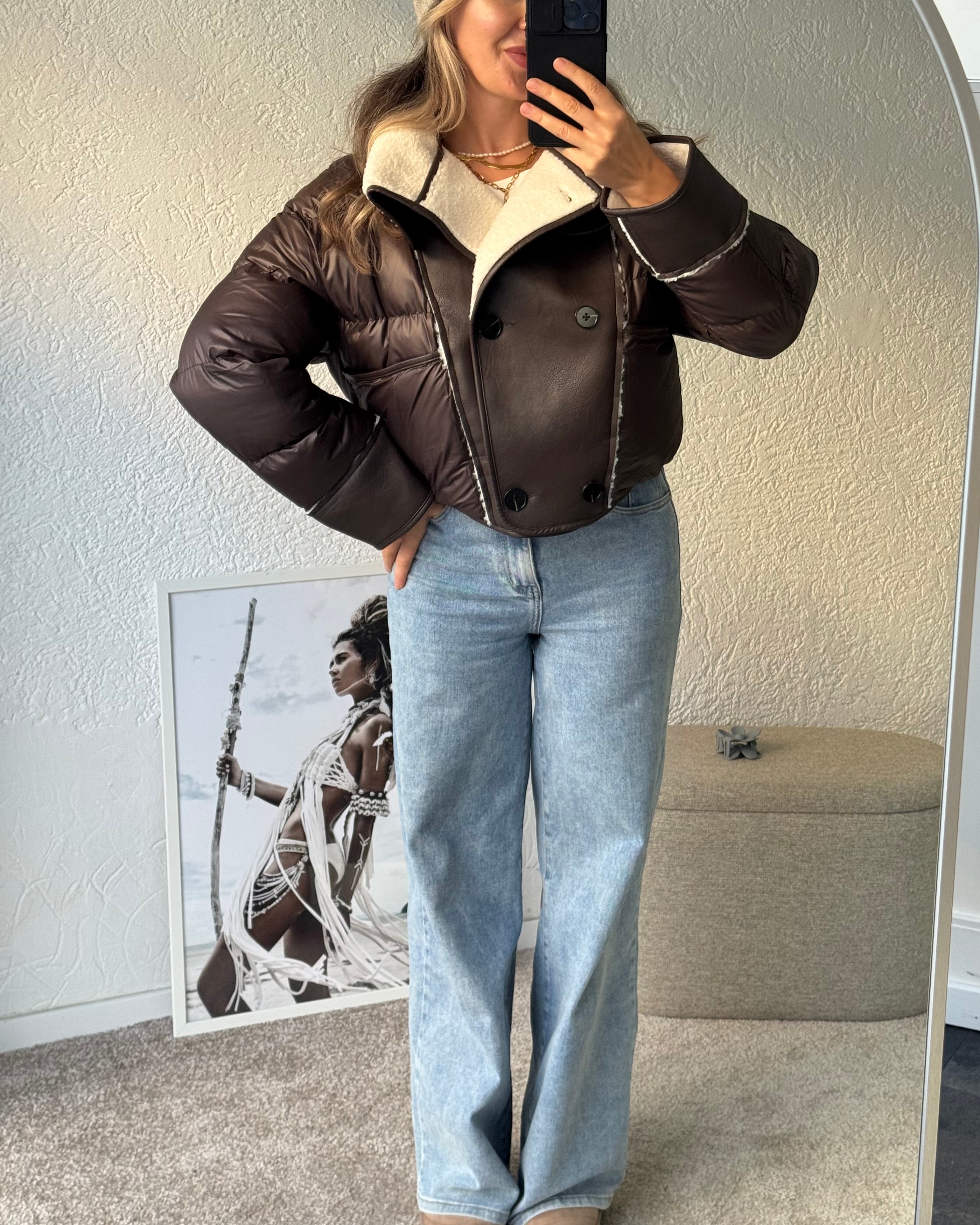 Jacke Material Collage braun